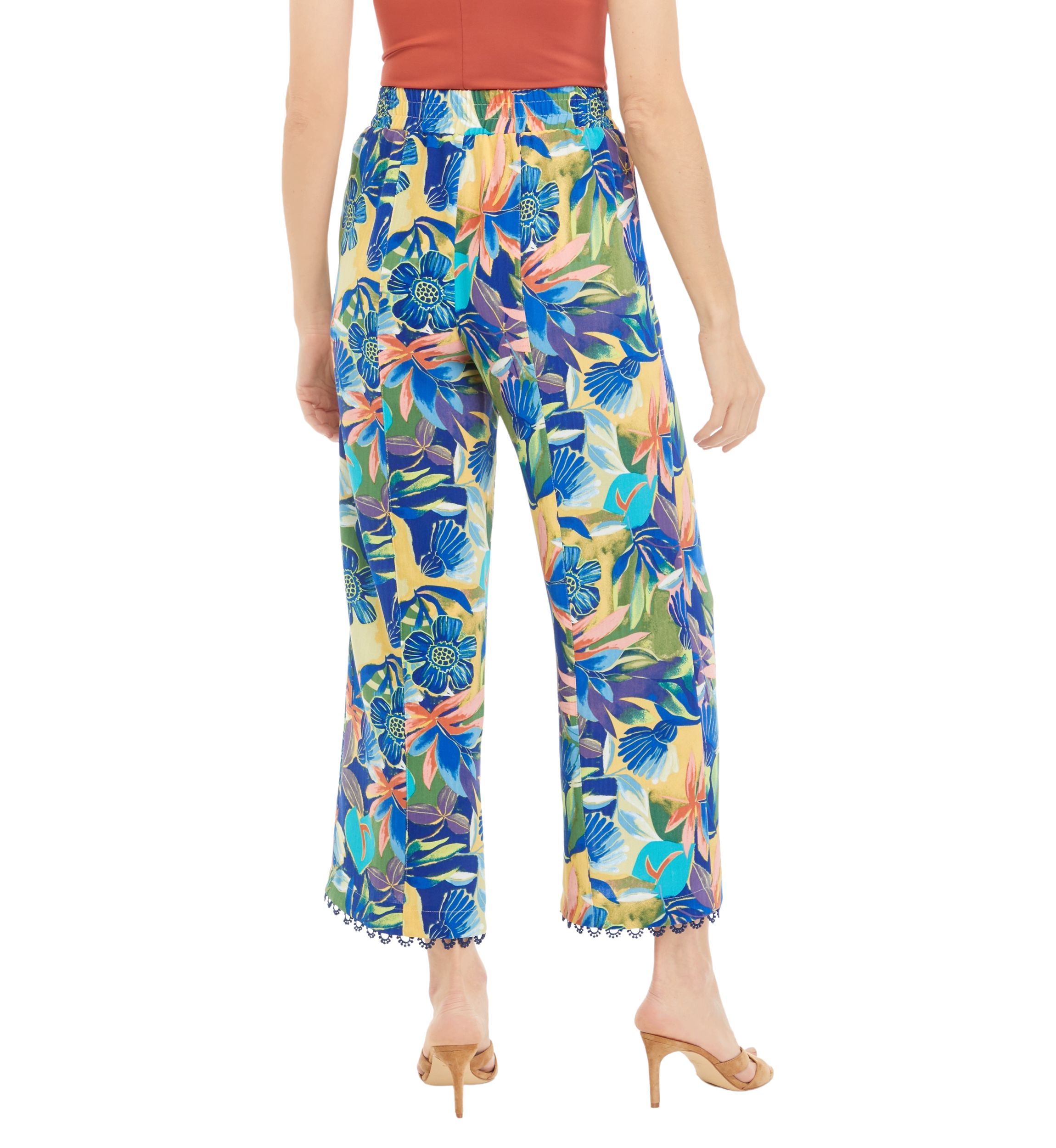Womens Wide Leg Printed Pants