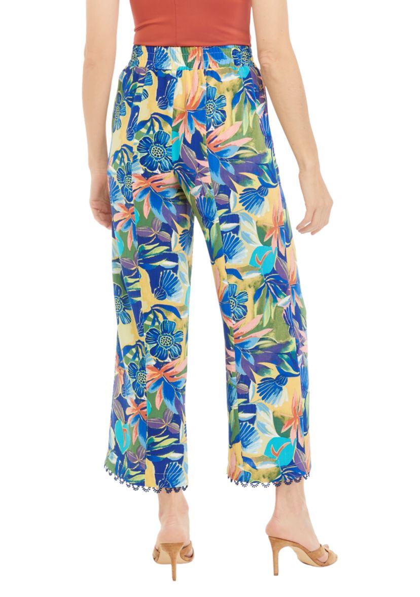 Womens Wide Leg Printed Pants