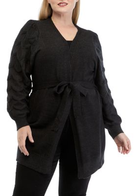 Cupio Plus Size Long Sleeve Pointelle Cardigan belk