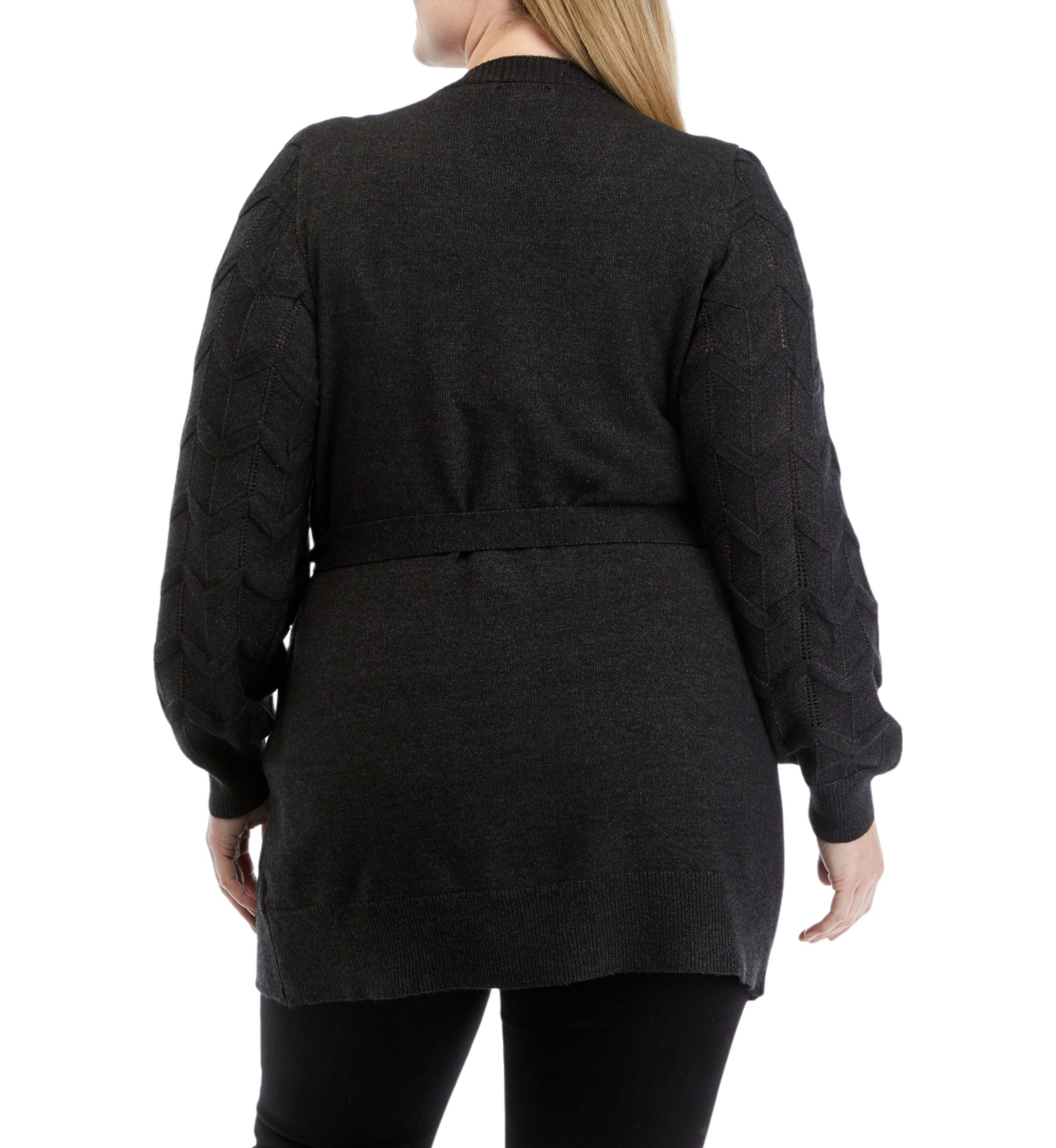 Plus Size Long Sleeve Pointelle Cardigan