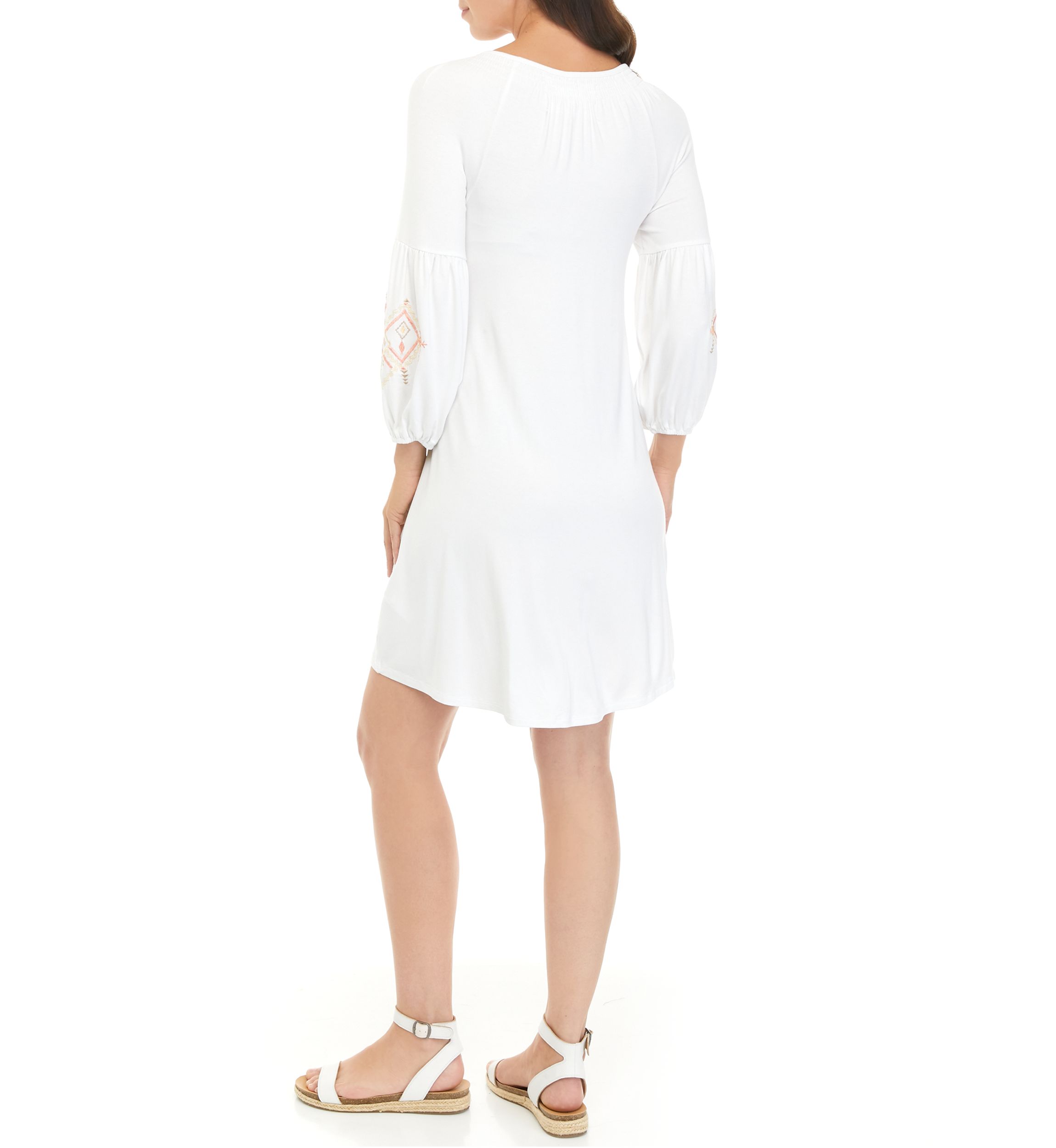 Womens Lace Sleeve Split Neck Dress