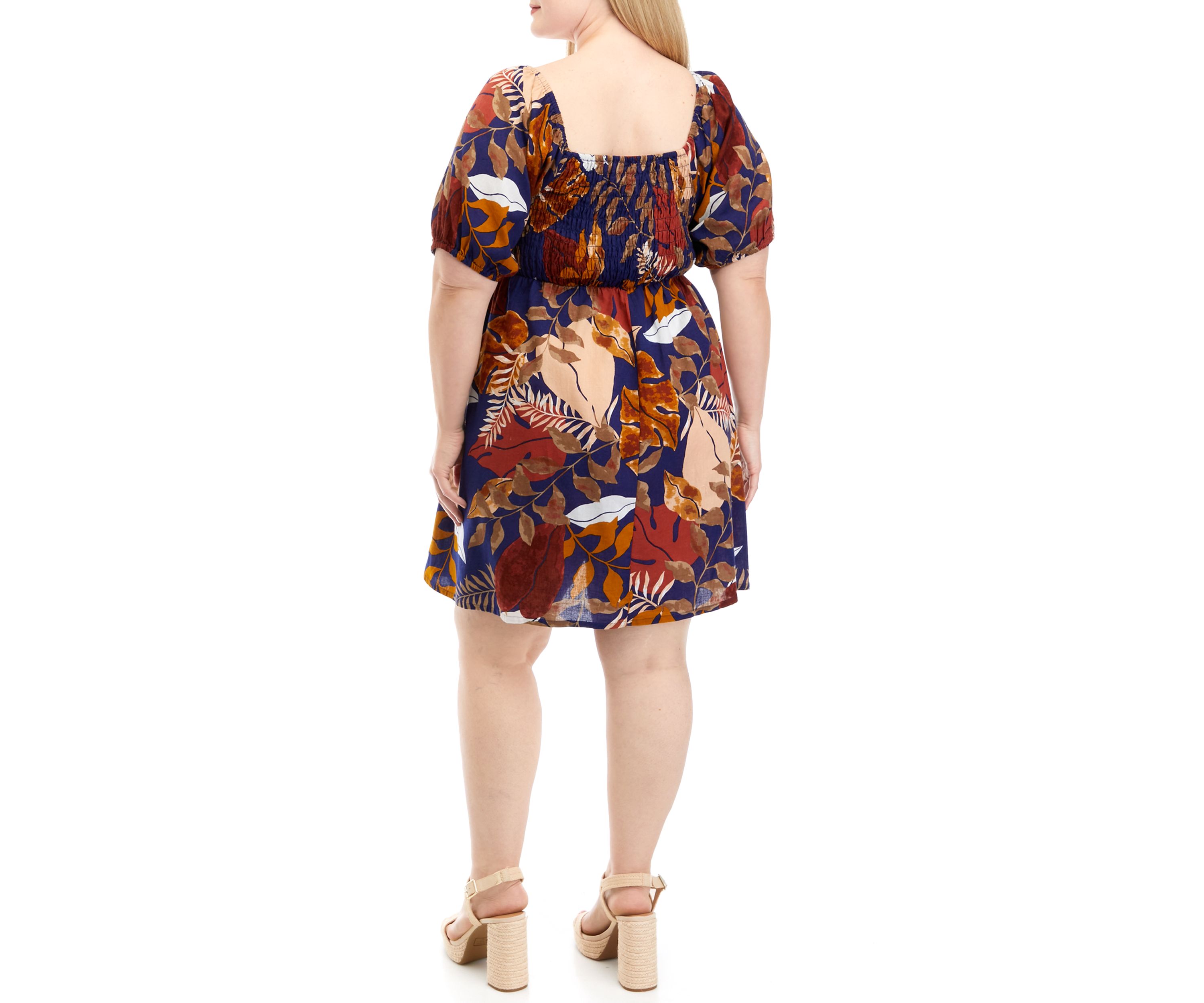 Plus Size Short Sleeve Puff Mini Dress