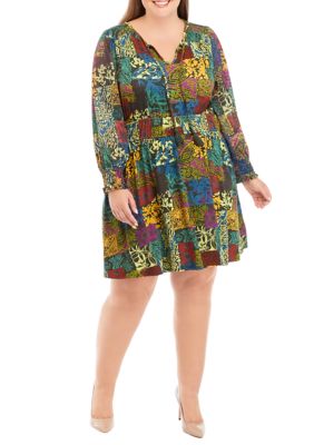 Cupio Women's Plus Size Smocked Mini Dress, 2X