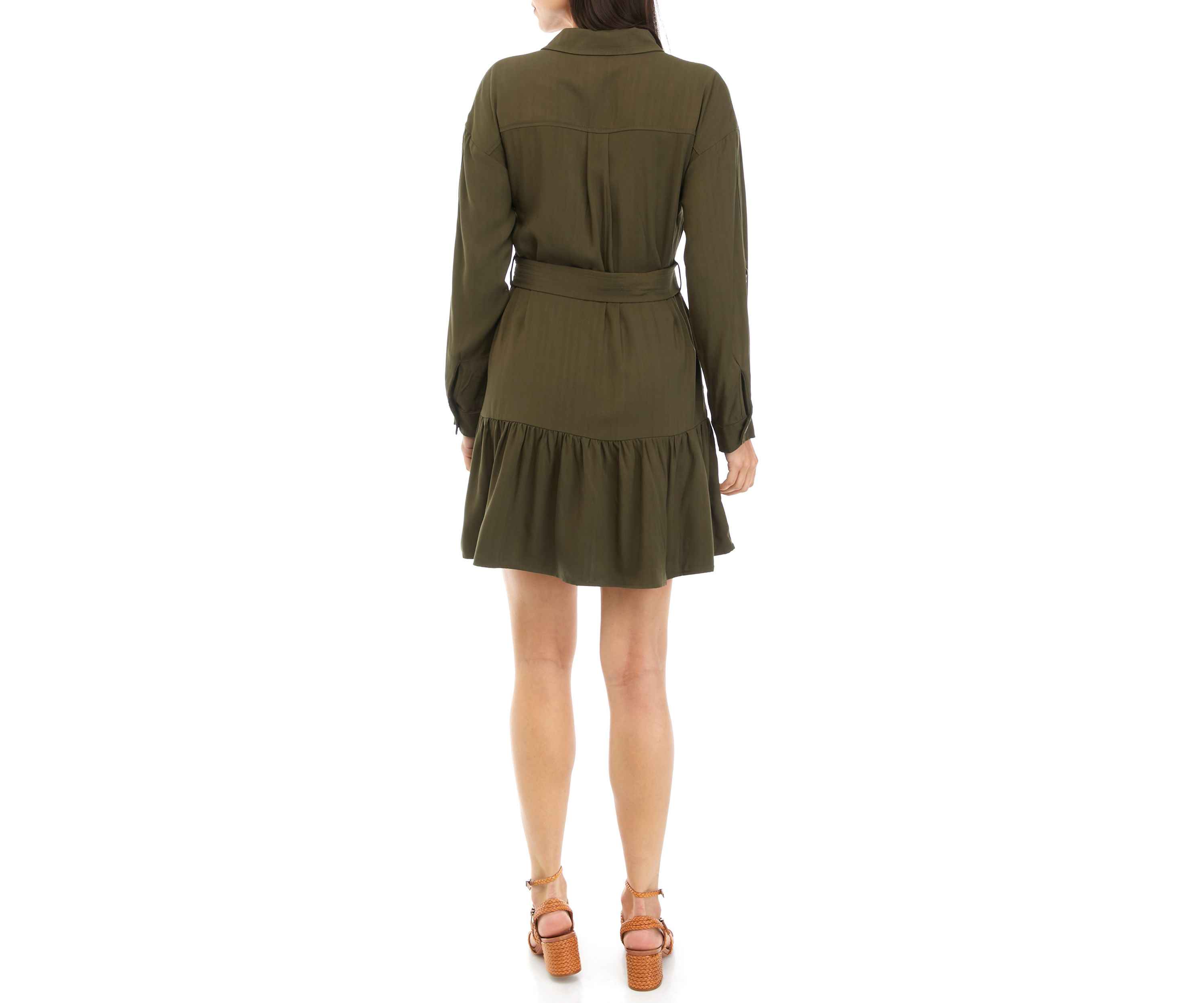 Womens Safari Belted Mini Dress