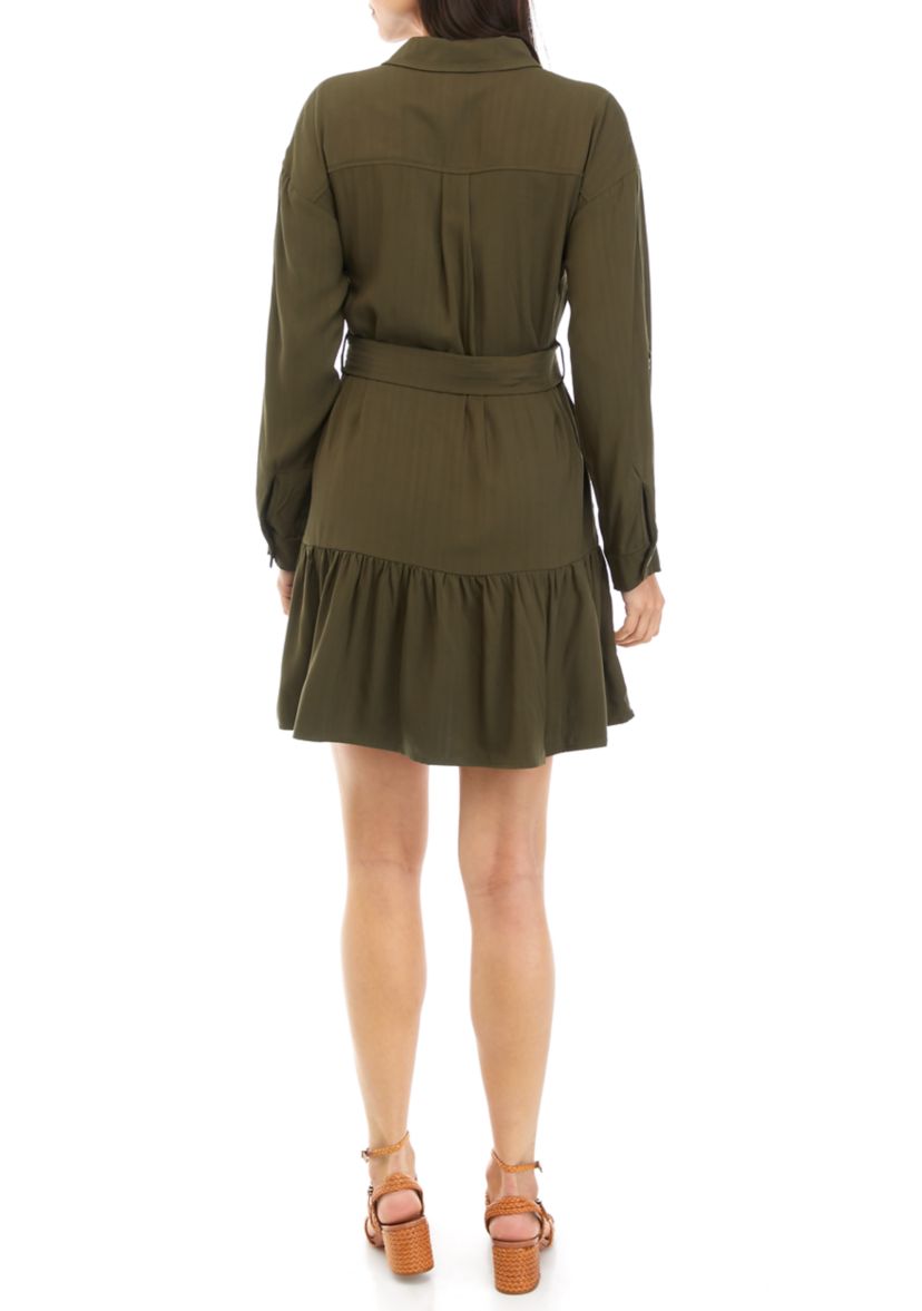 Womens Safari Belted Mini Dress