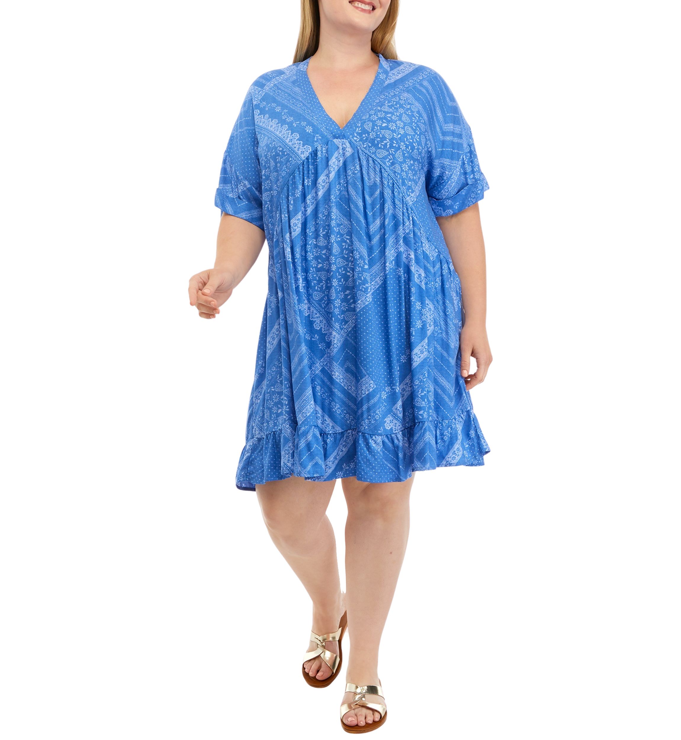 Plus Size Printed Babydoll Dress