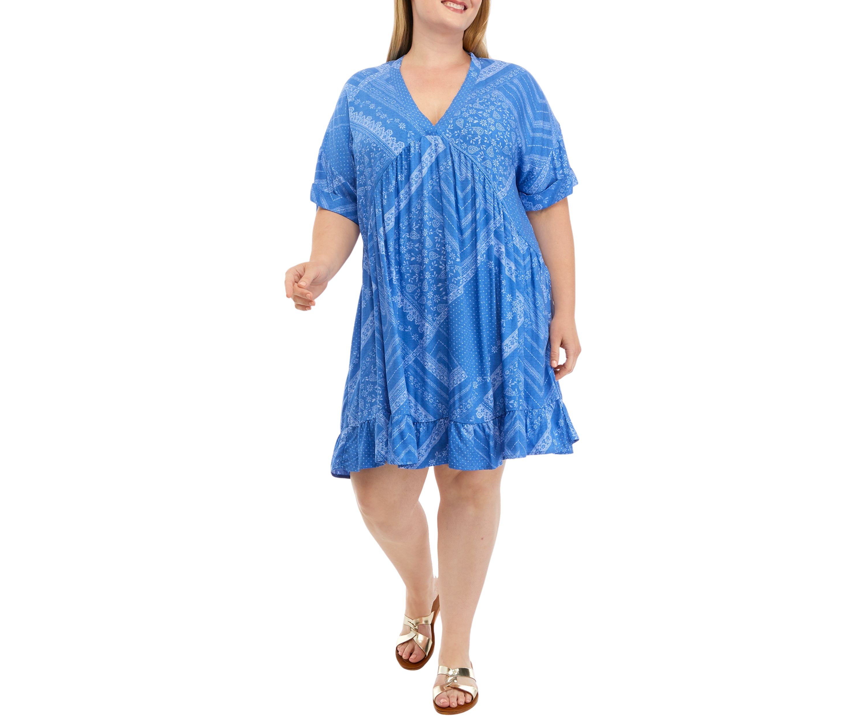Plus Size Printed Babydoll Dress