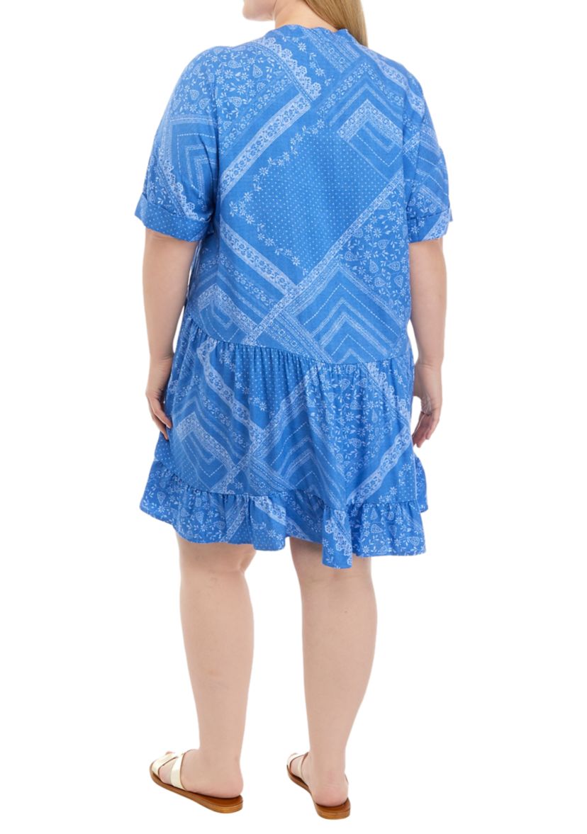 Plus Size Printed Babydoll Dress