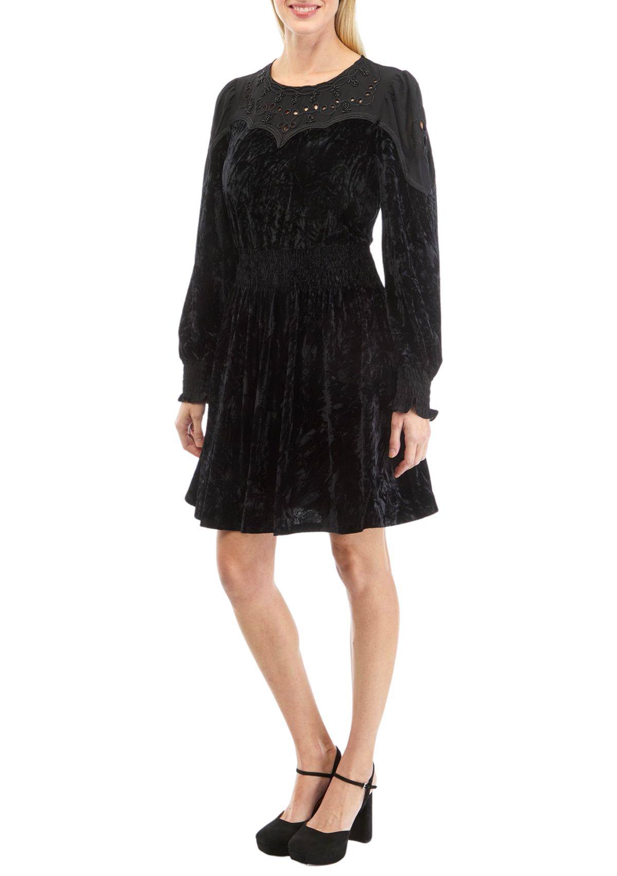 Womens Embroidered Mini Dress