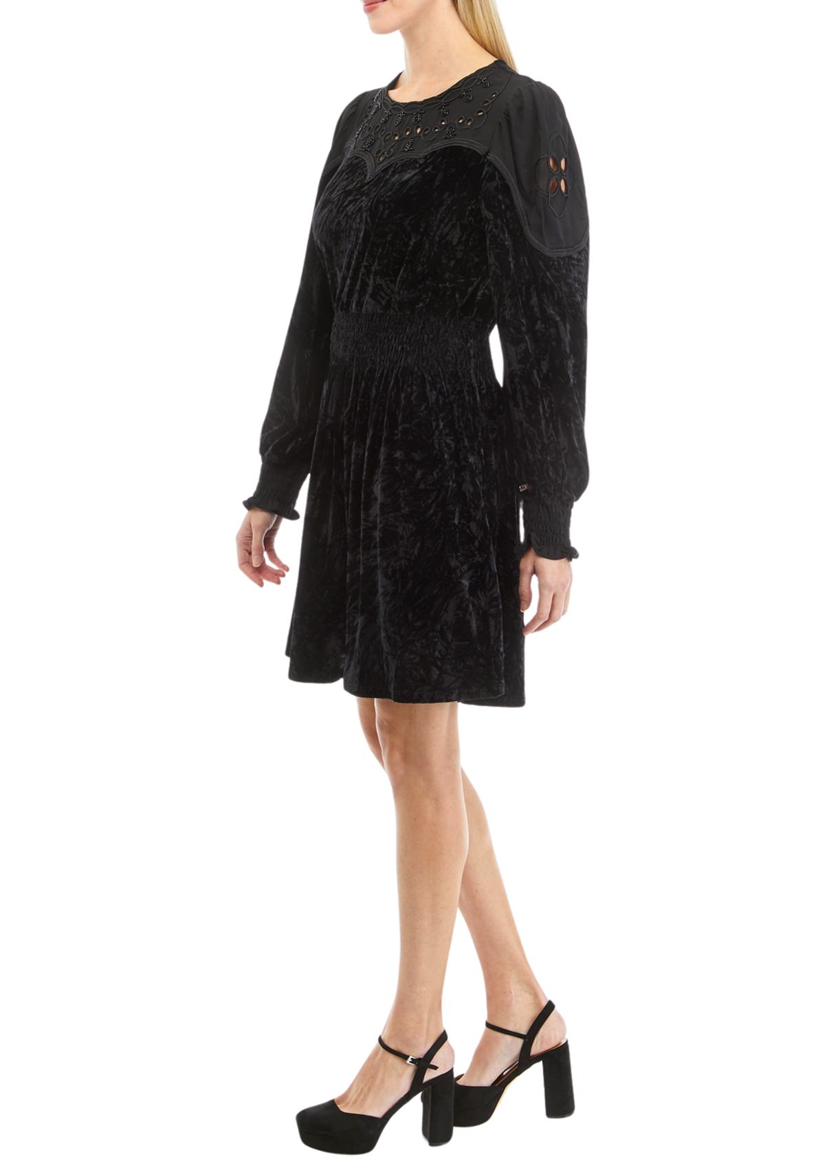 Womens Embroidered Mini Dress