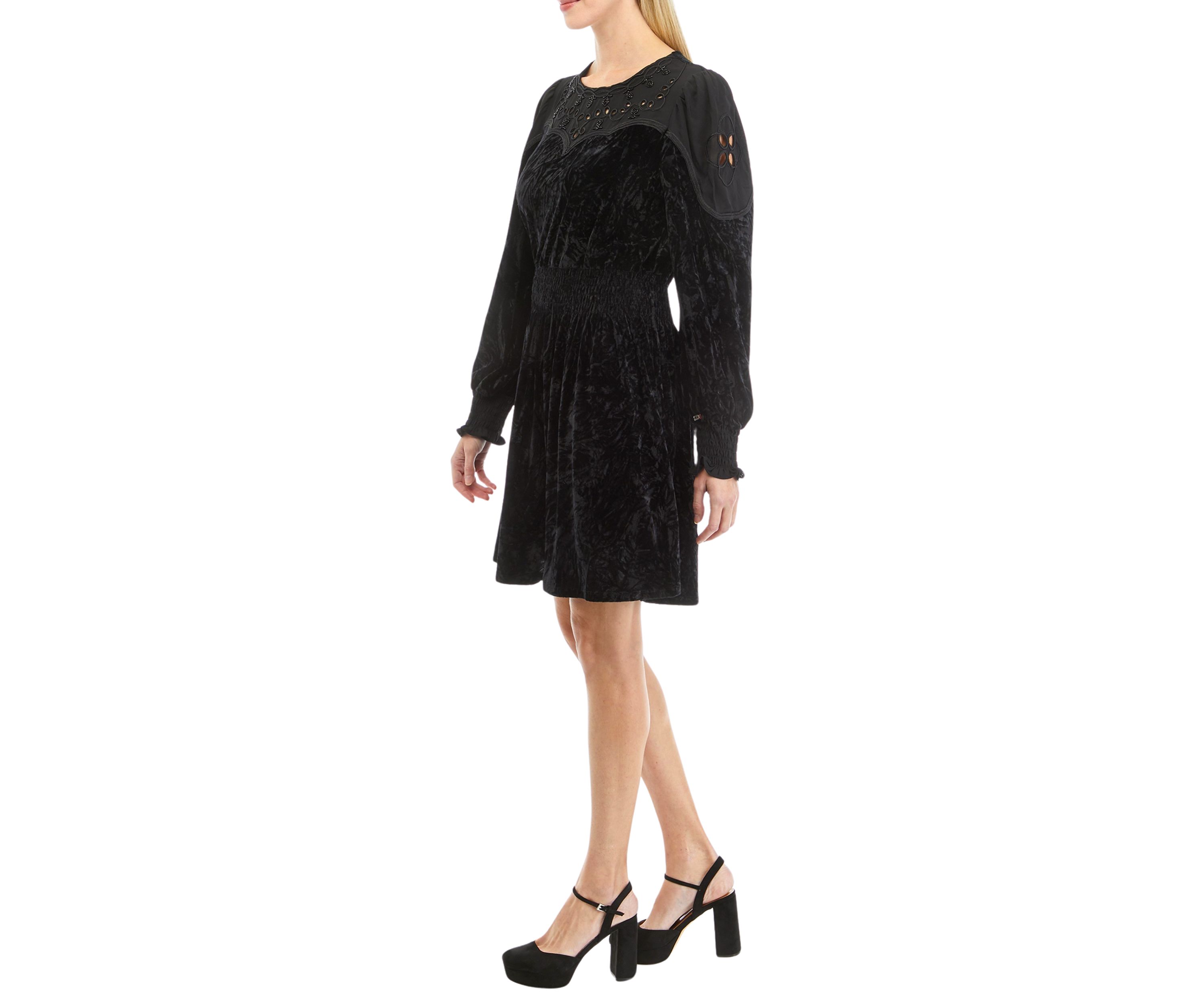 Womens Embroidered Mini Dress