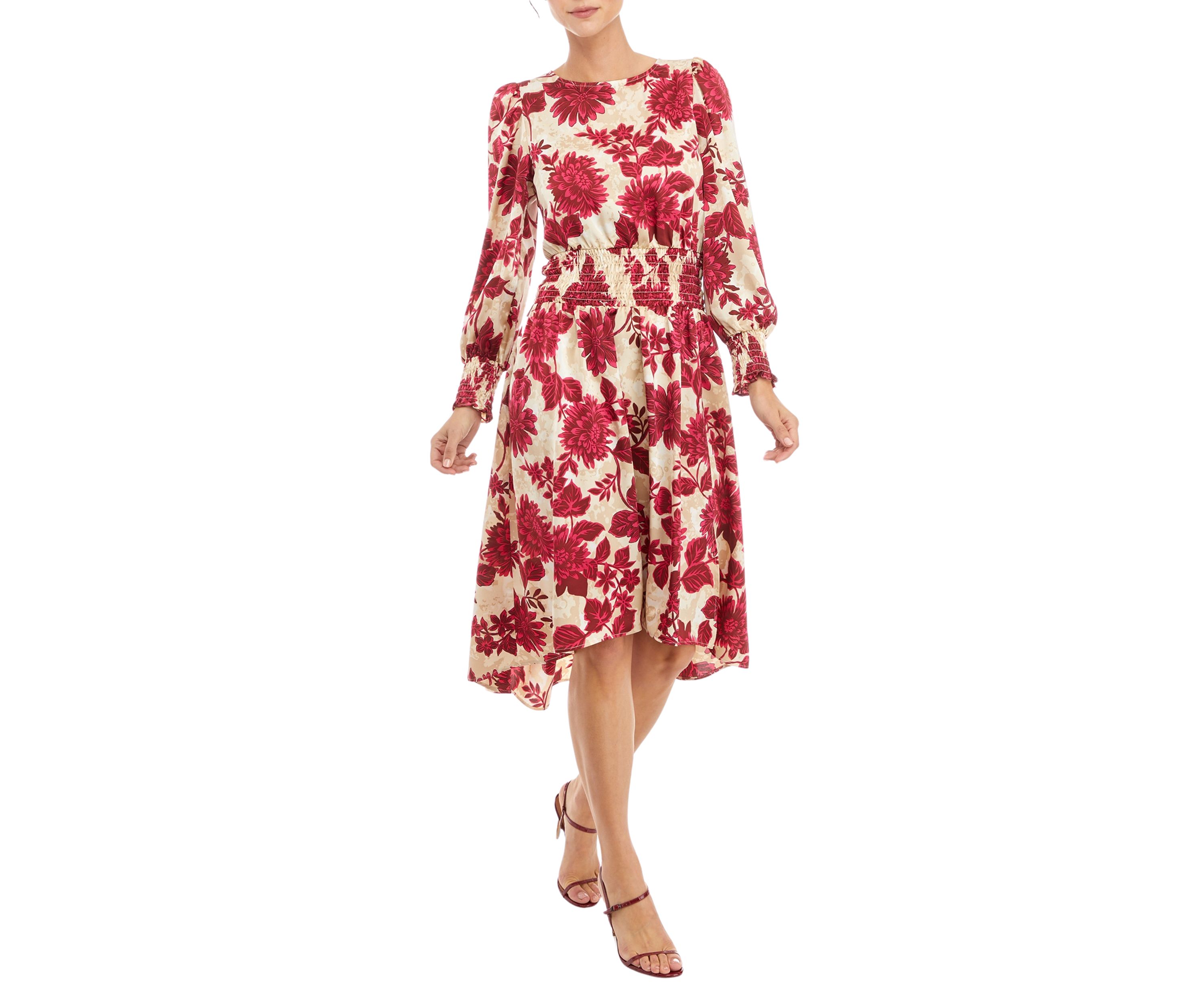 Womens Smocked Side Slit Dress