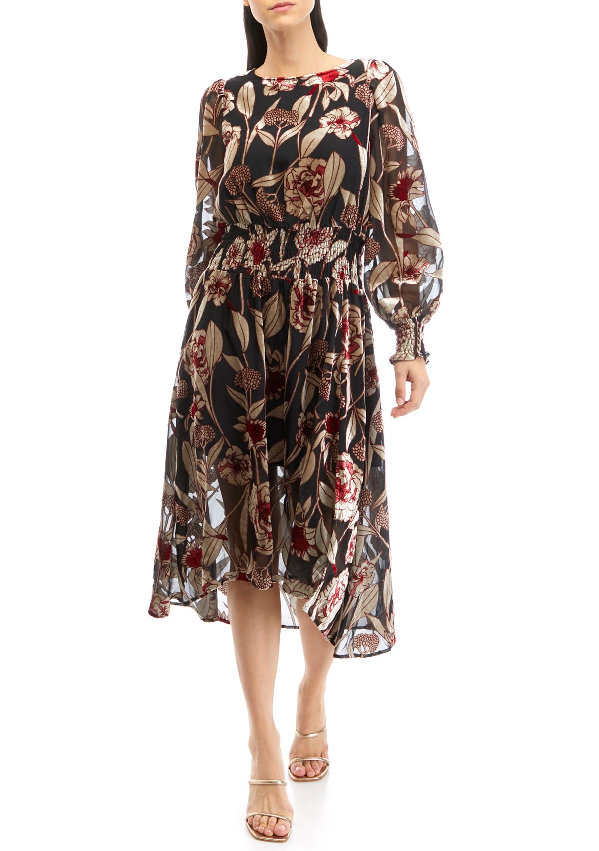 Womens Smocked Side Slit Dress