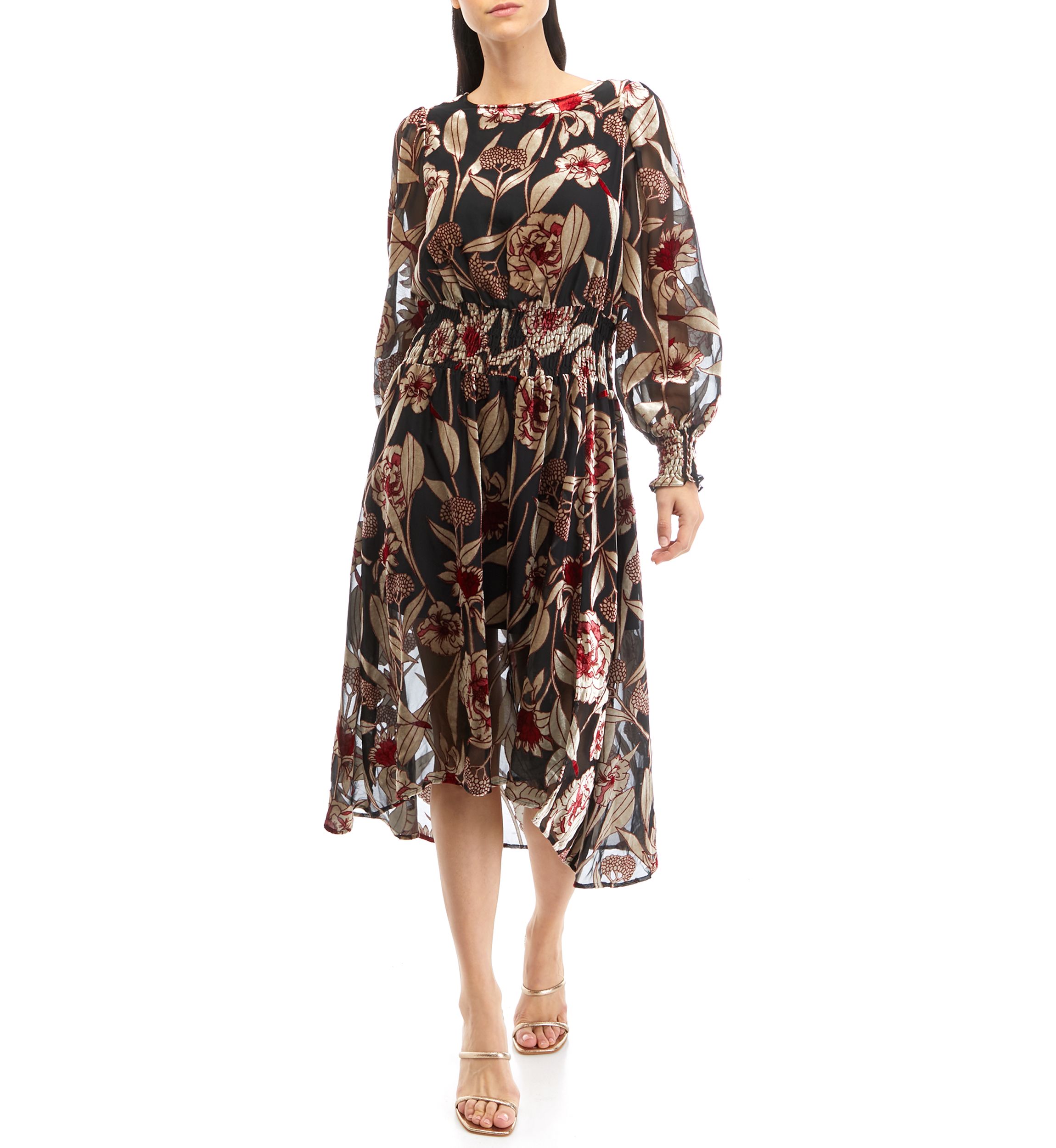 Womens Smocked Side Slit Dress