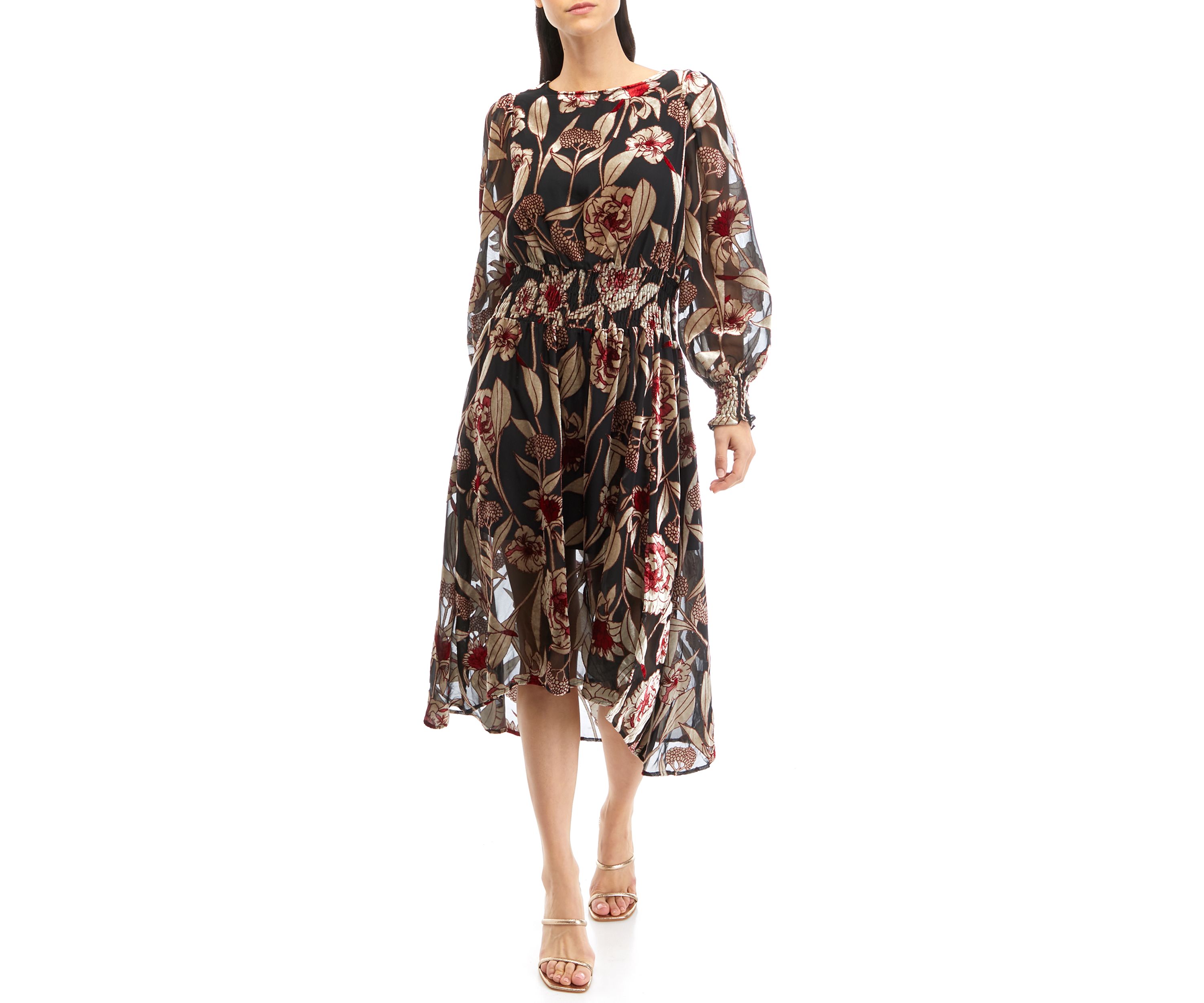 Womens Smocked Side Slit Dress