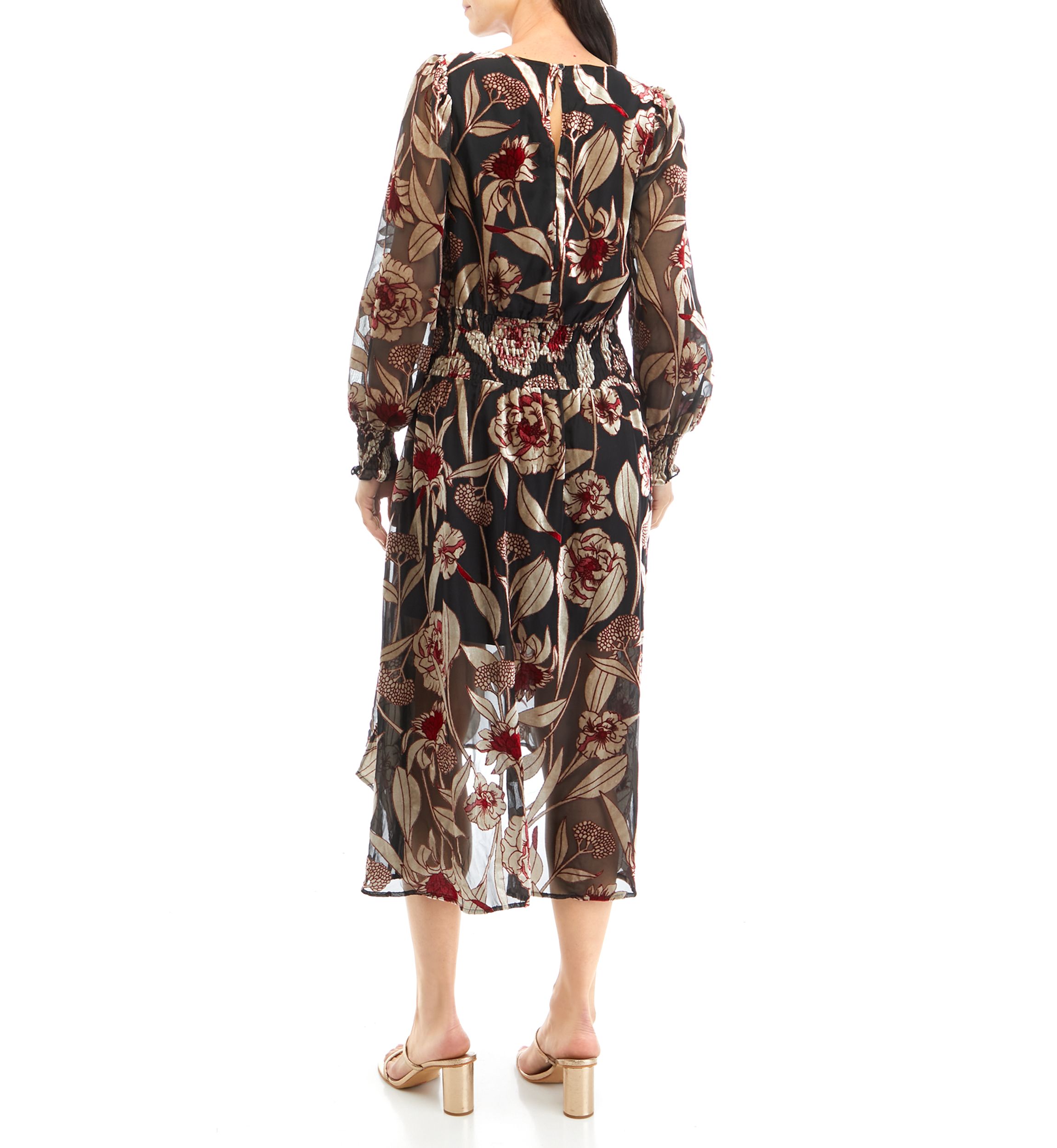 Womens Smocked Side Slit Dress