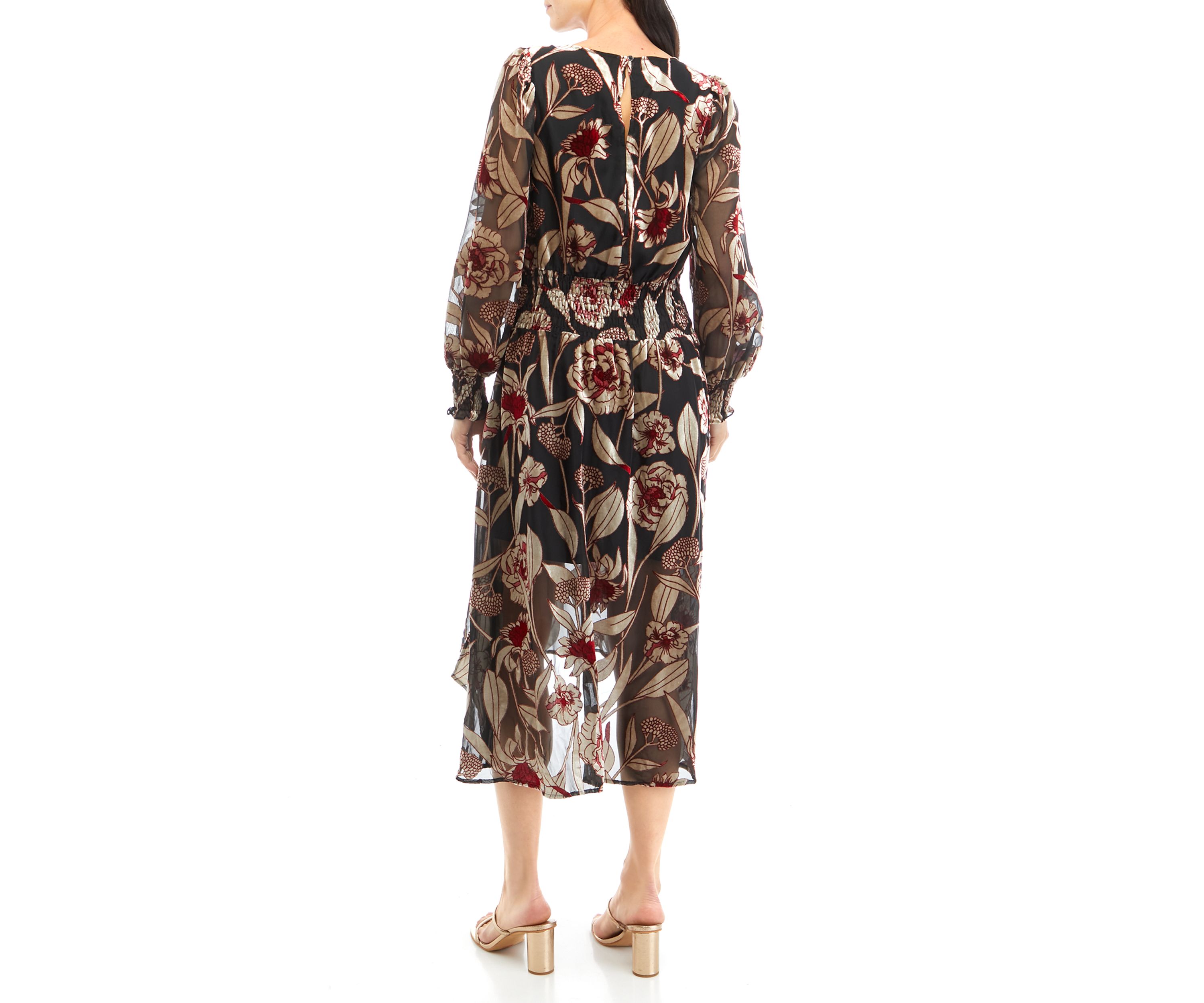 Womens Smocked Side Slit Dress