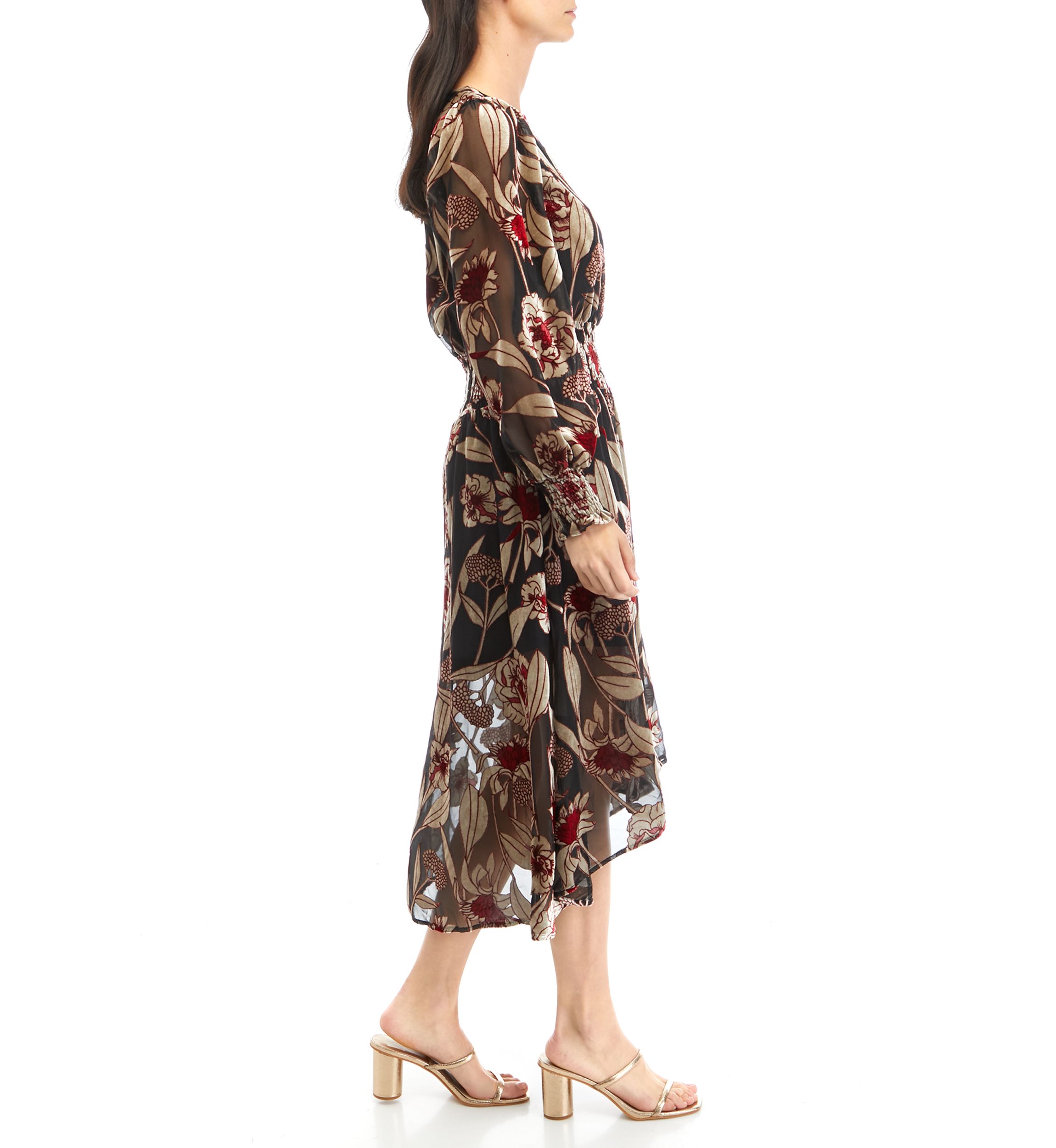 Womens Smocked Side Slit Dress