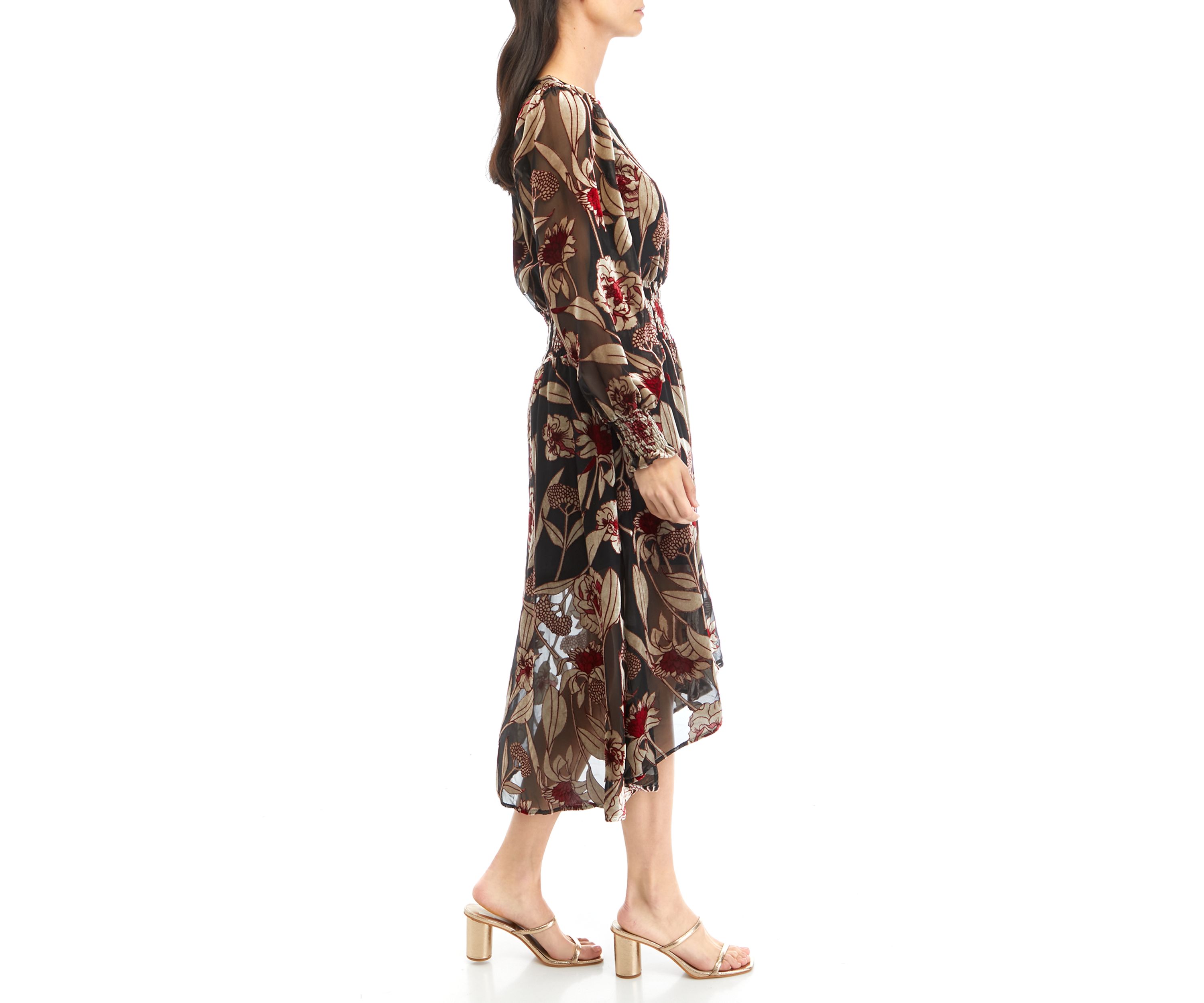 Womens Smocked Side Slit Dress