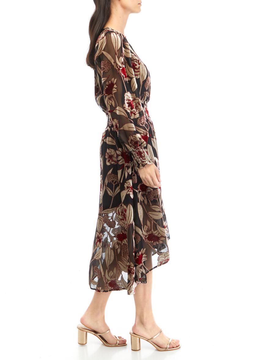 Womens Smocked Side Slit Dress