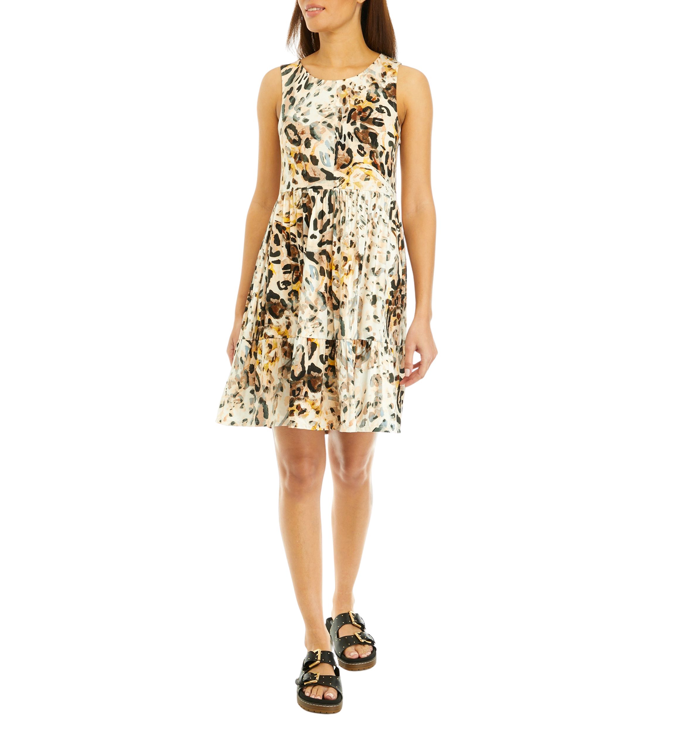 Womens Sleeveless Printed Knit Dress