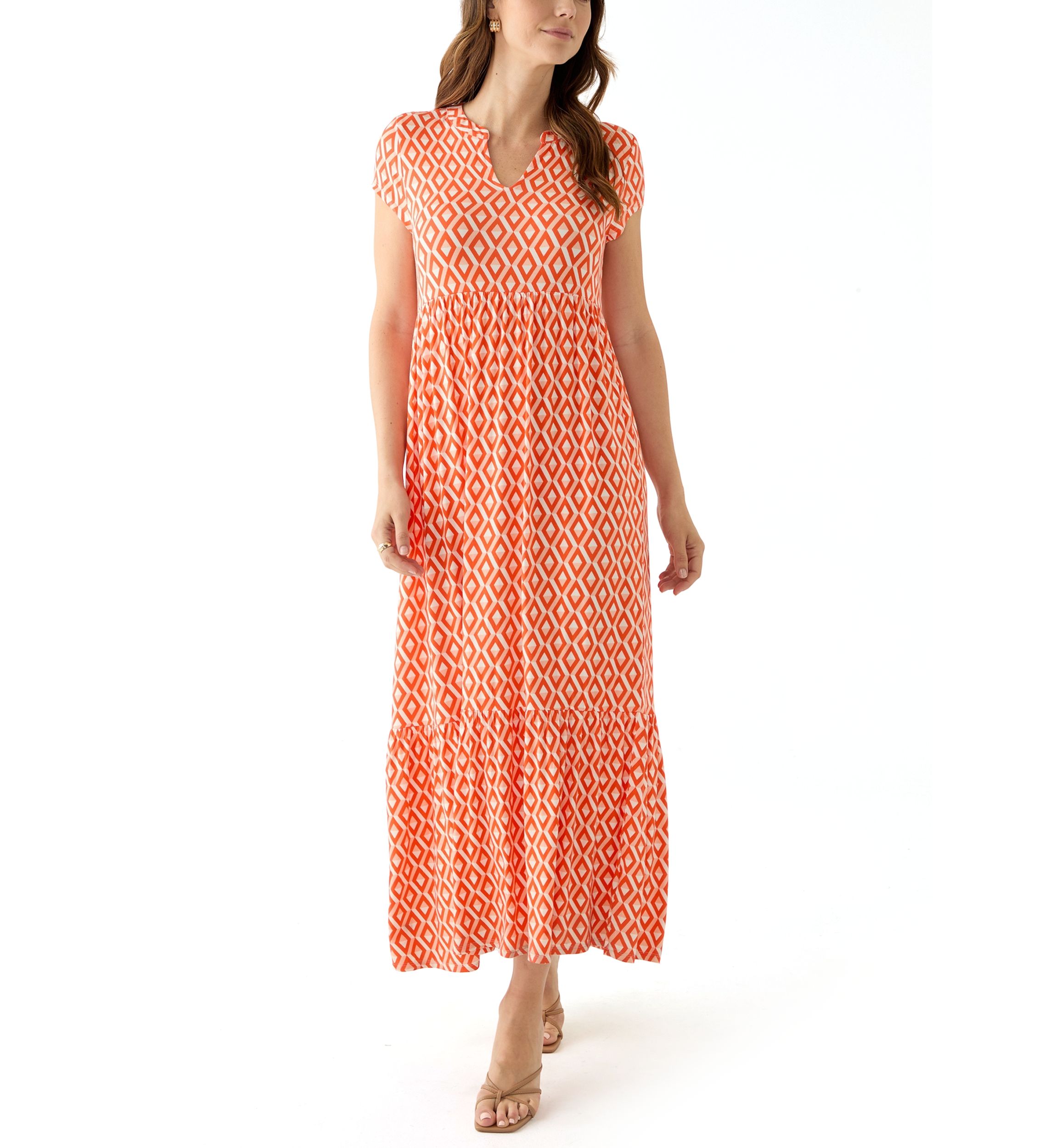 Womens Tiered Printed Maxi Dress