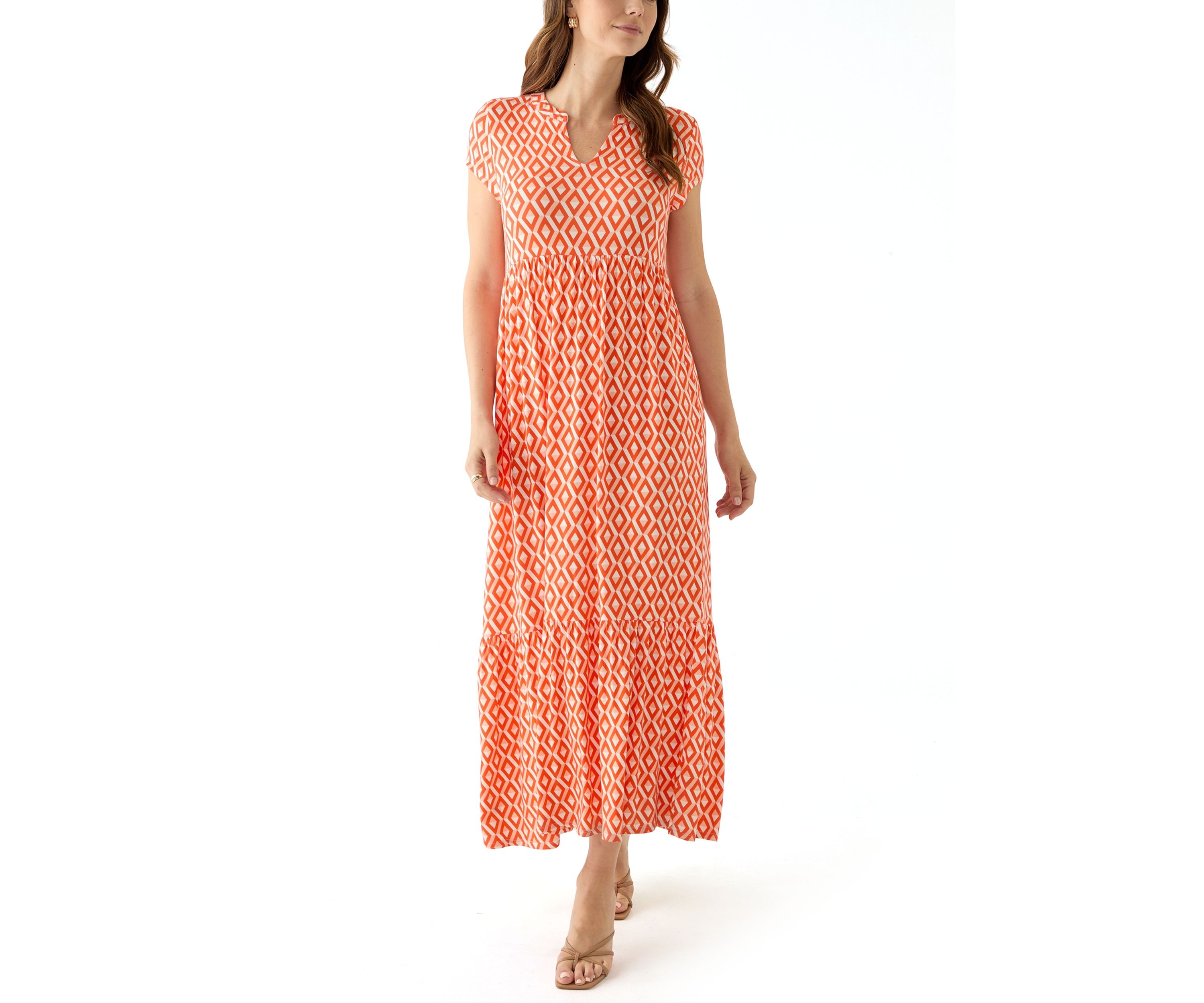 Womens Tiered Printed Maxi Dress
