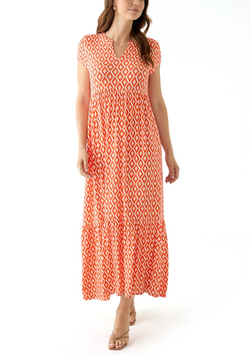 Womens Tiered Printed Maxi Dress