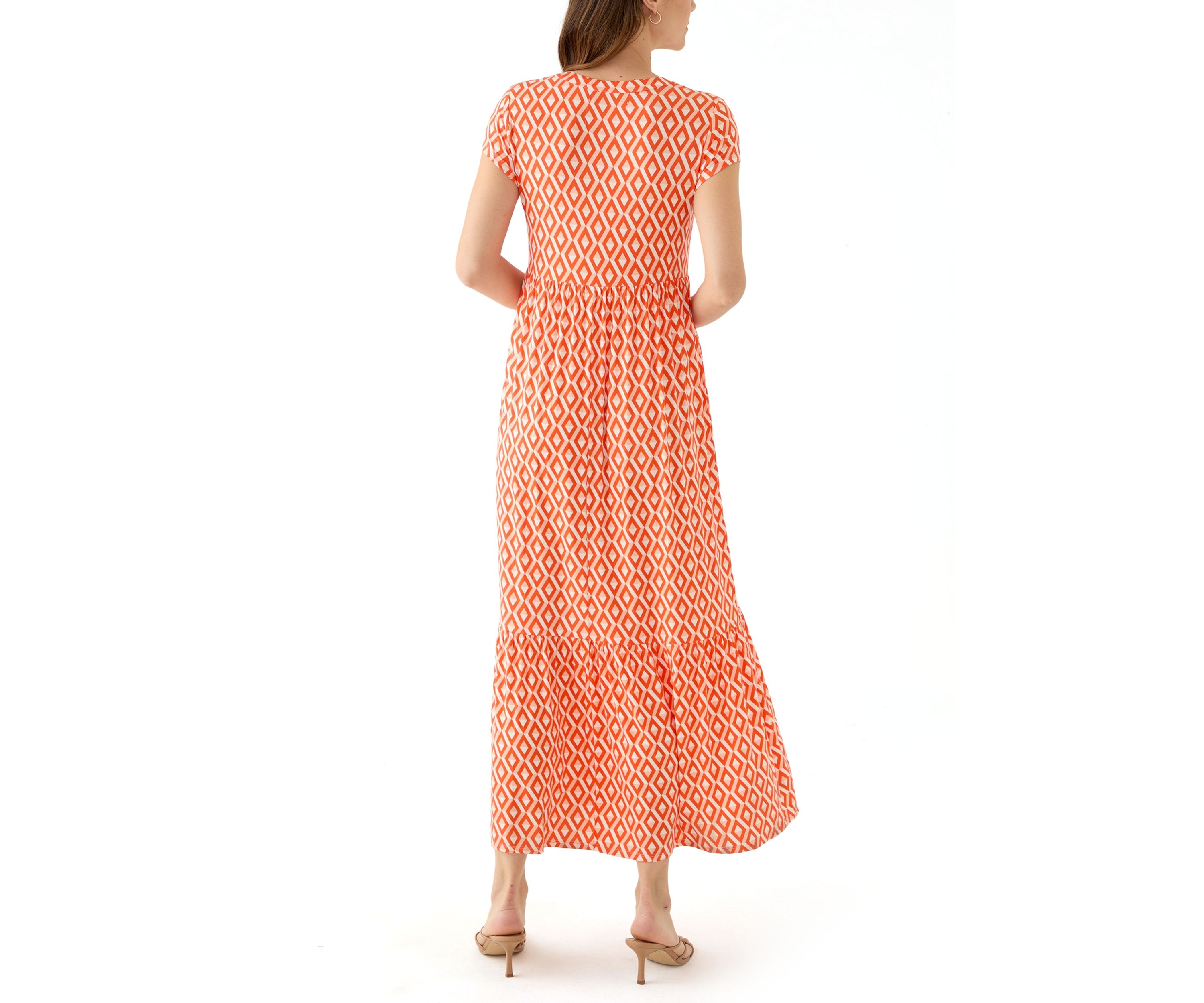 Womens Tiered Printed Maxi Dress