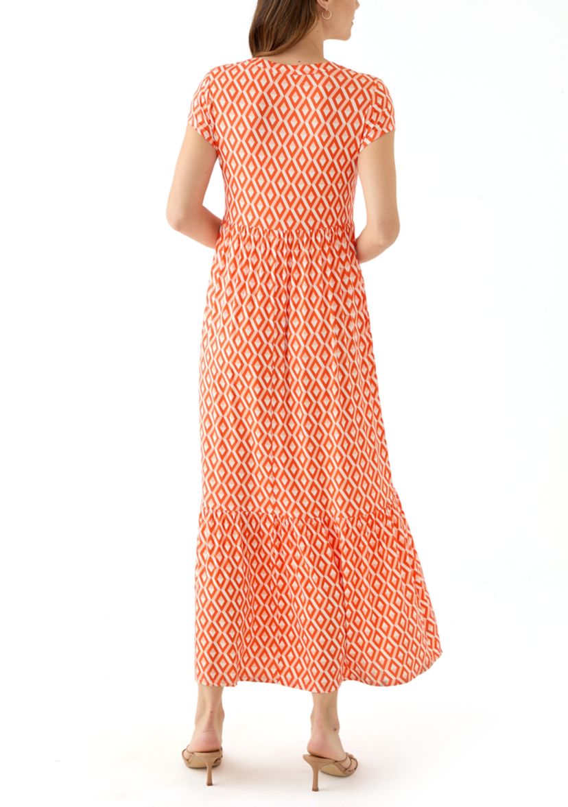 Womens Tiered Printed Maxi Dress
