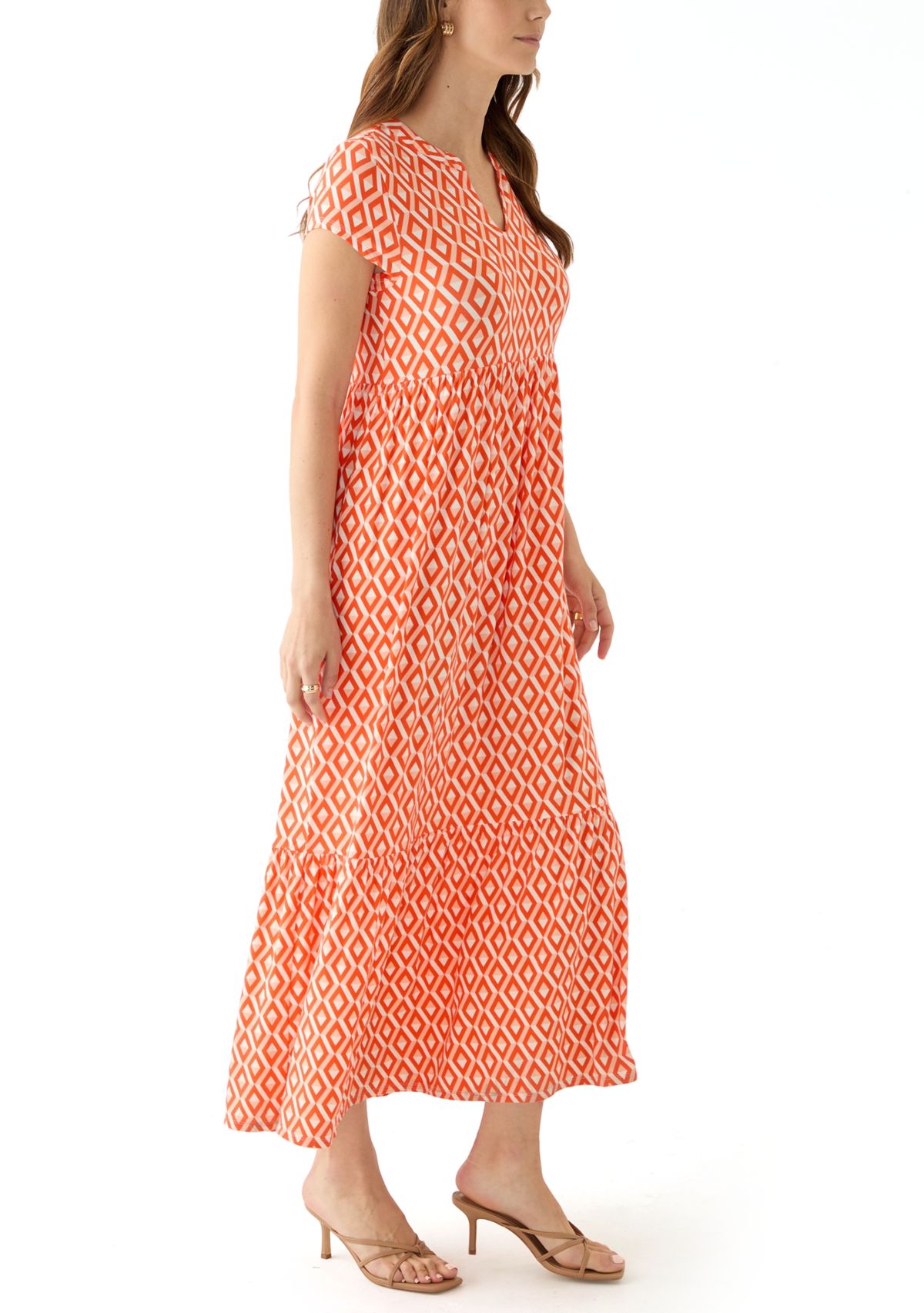 Womens Tiered Printed Maxi Dress