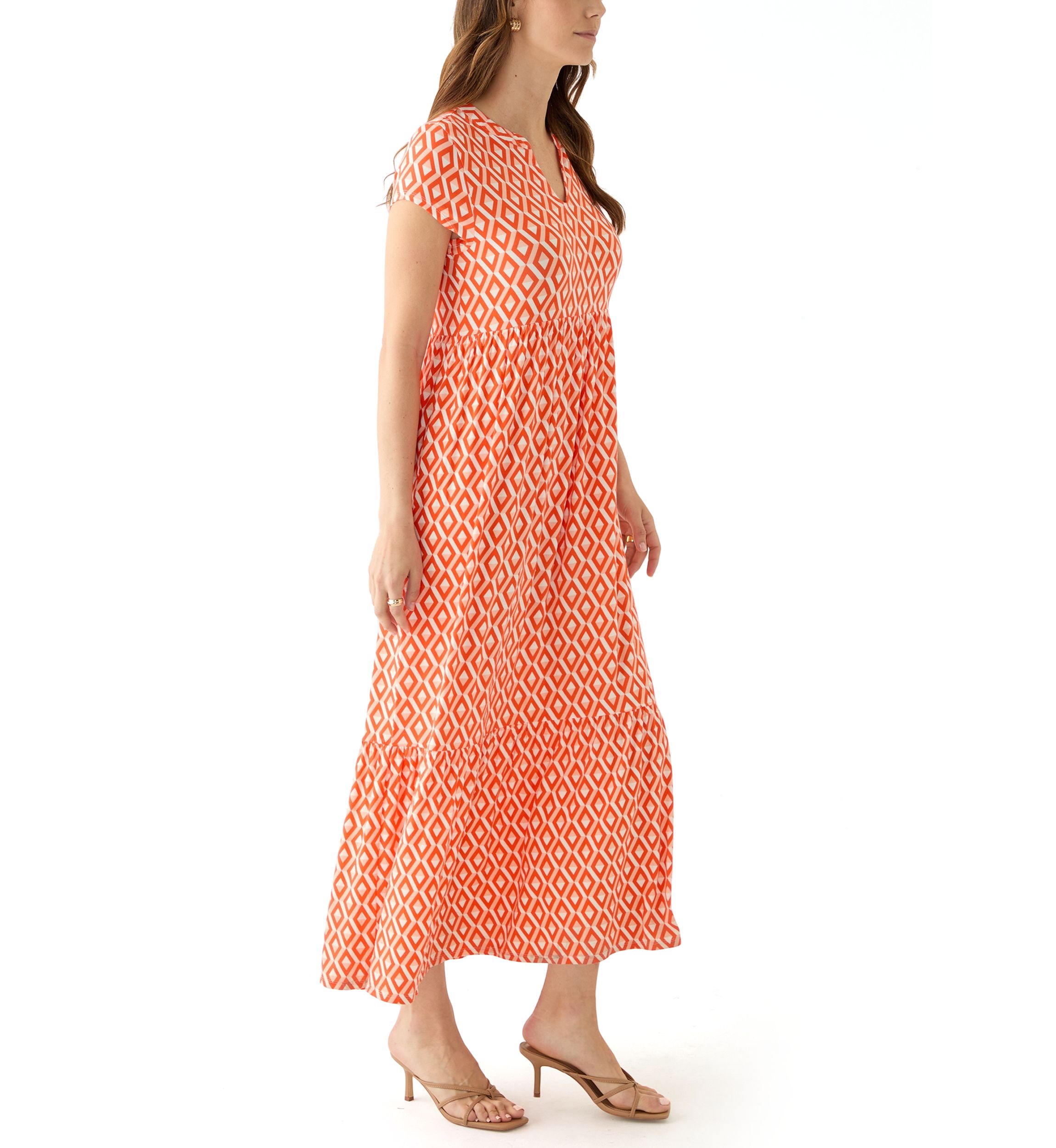 Womens Tiered Printed Maxi Dress