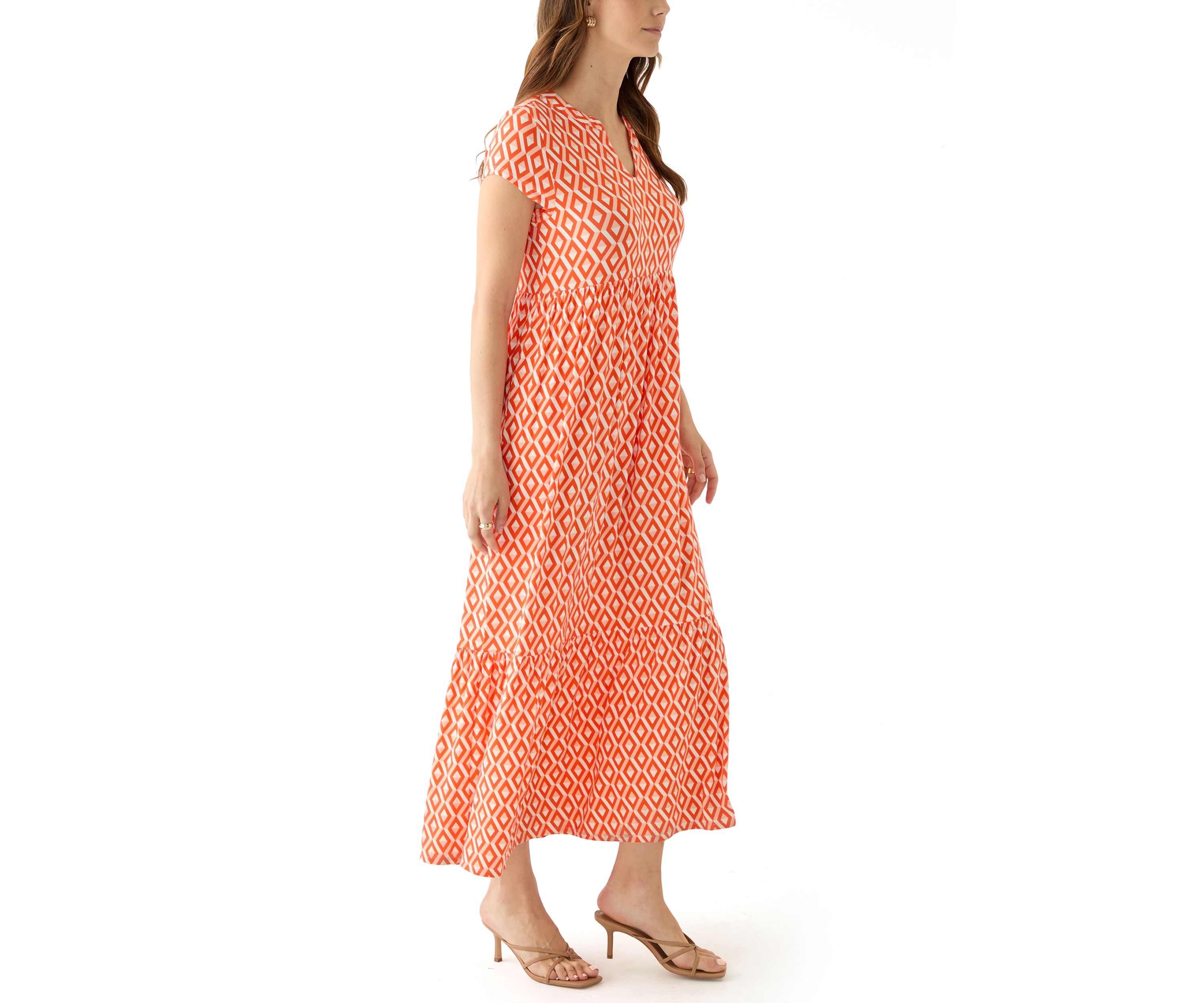 Womens Tiered Printed Maxi Dress