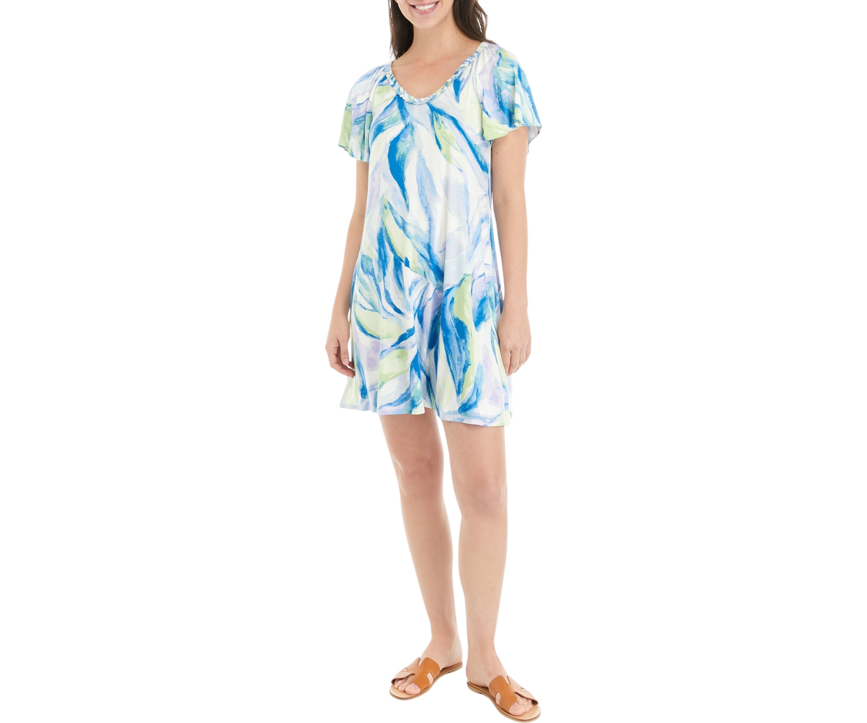 Womens Short Sleeve Printed Knit Dress