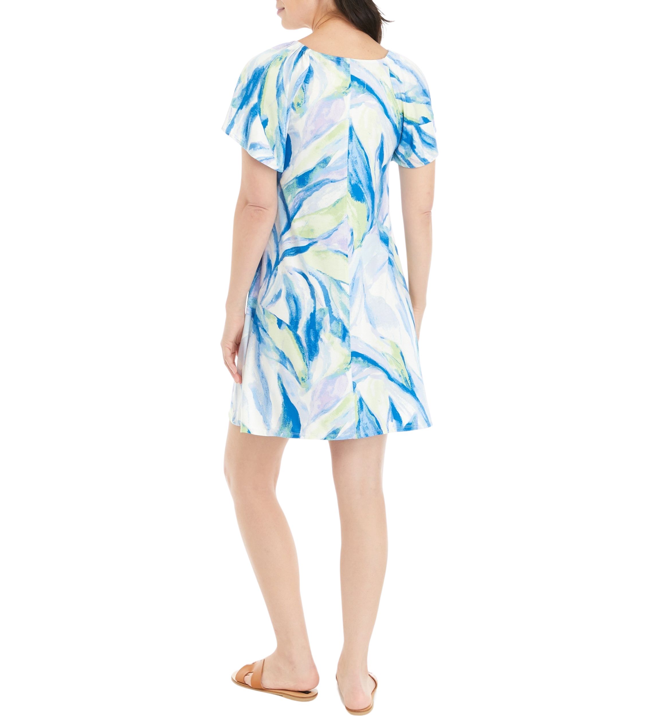Womens Short Sleeve Printed Knit Dress