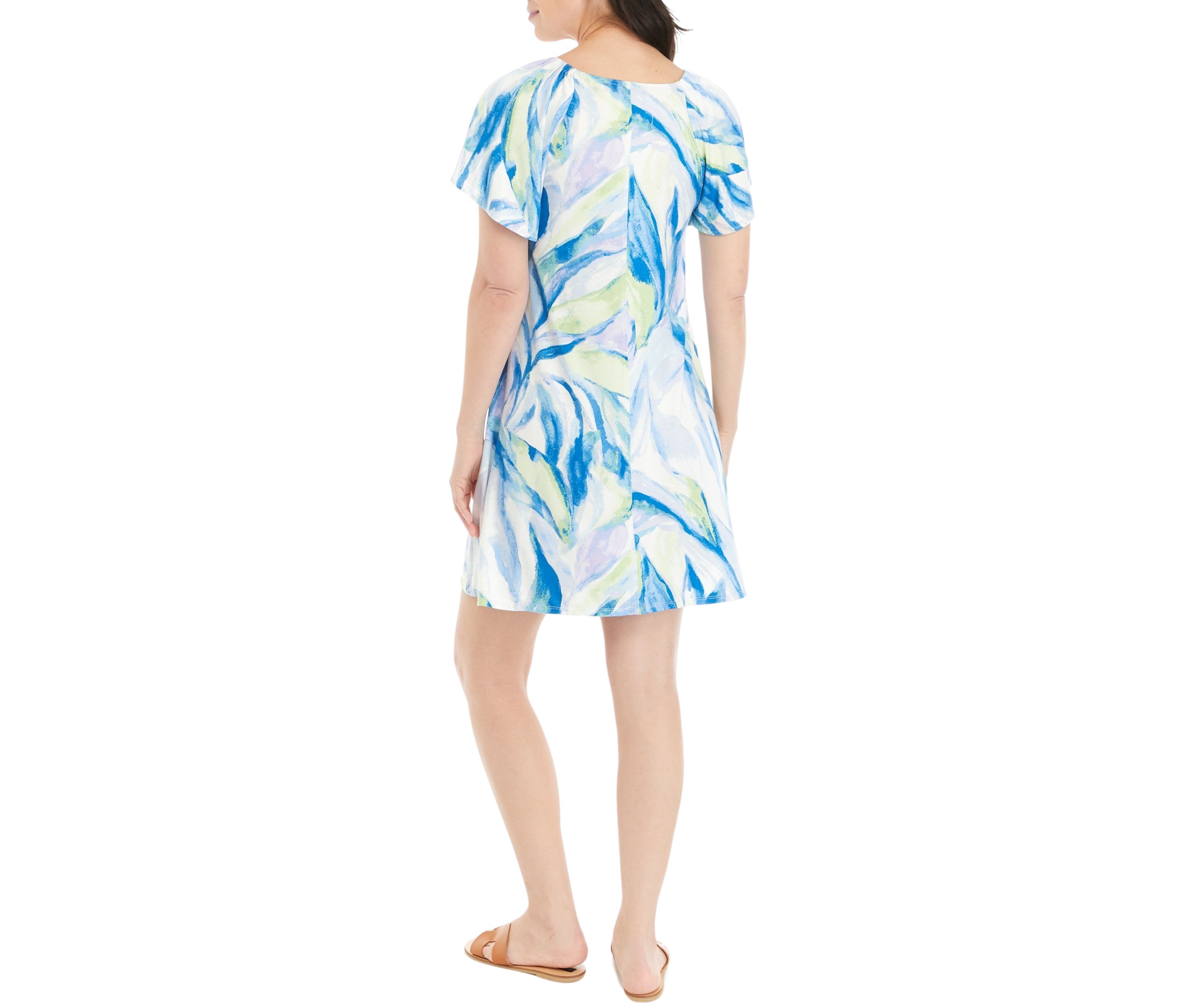 Womens Short Sleeve Printed Knit Dress