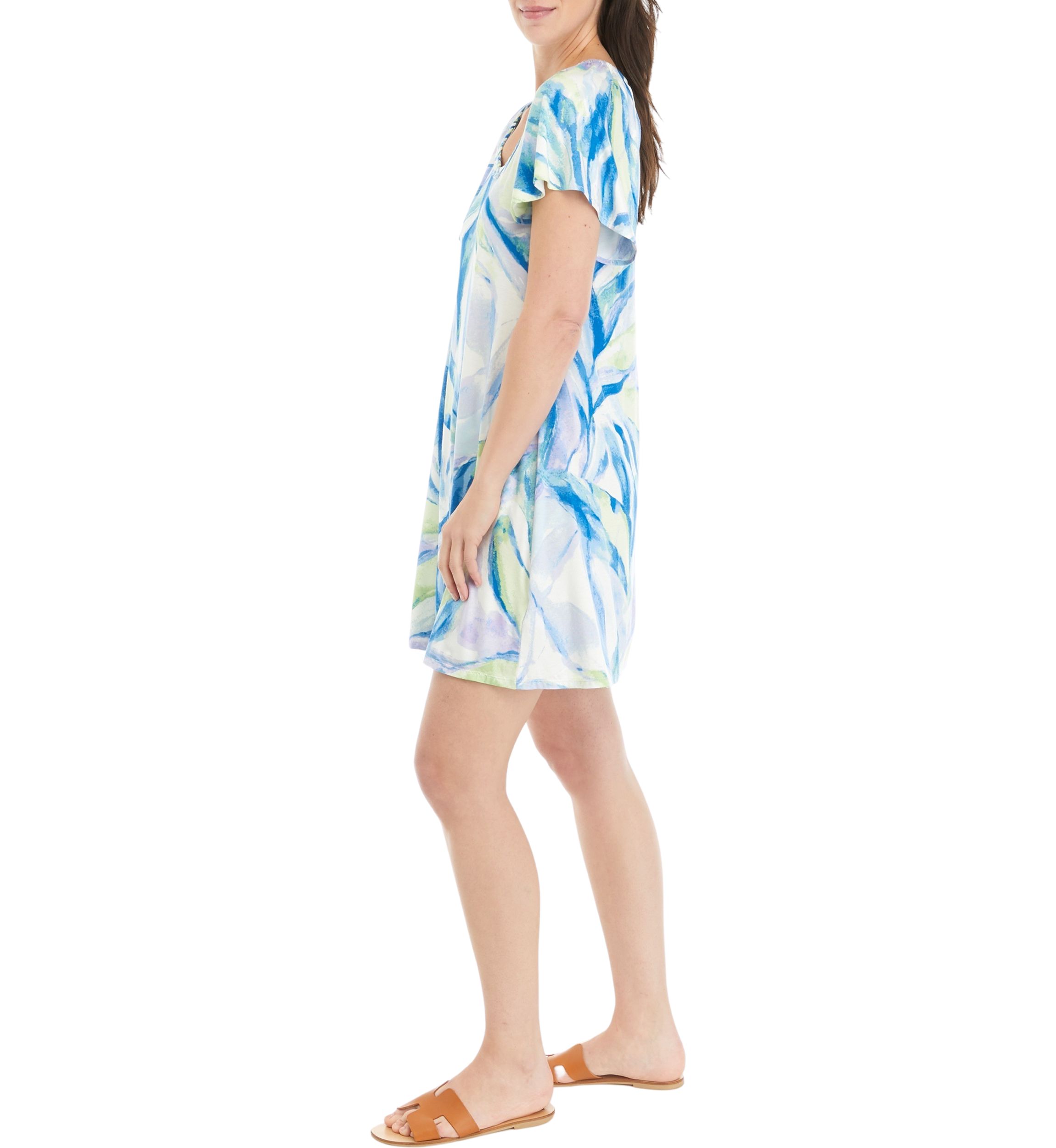 Womens Short Sleeve Printed Knit Dress