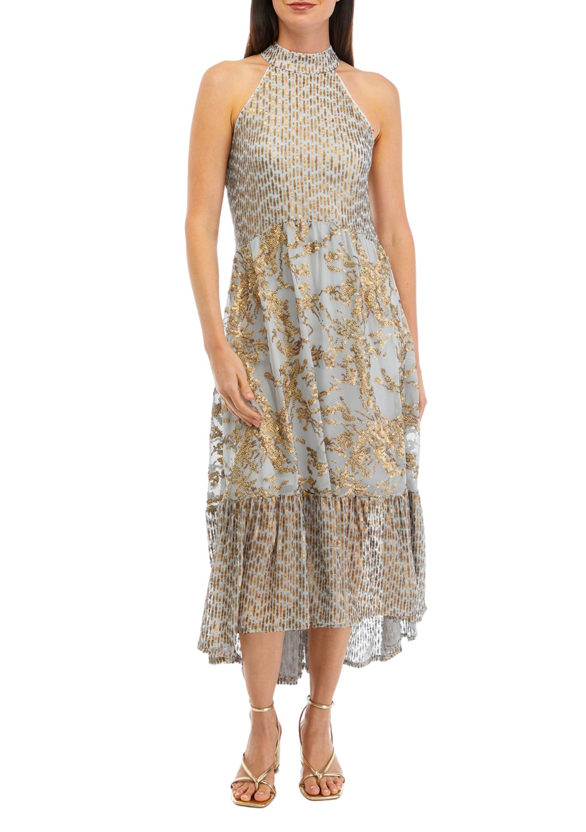 Womens Sequin Tiered Dress