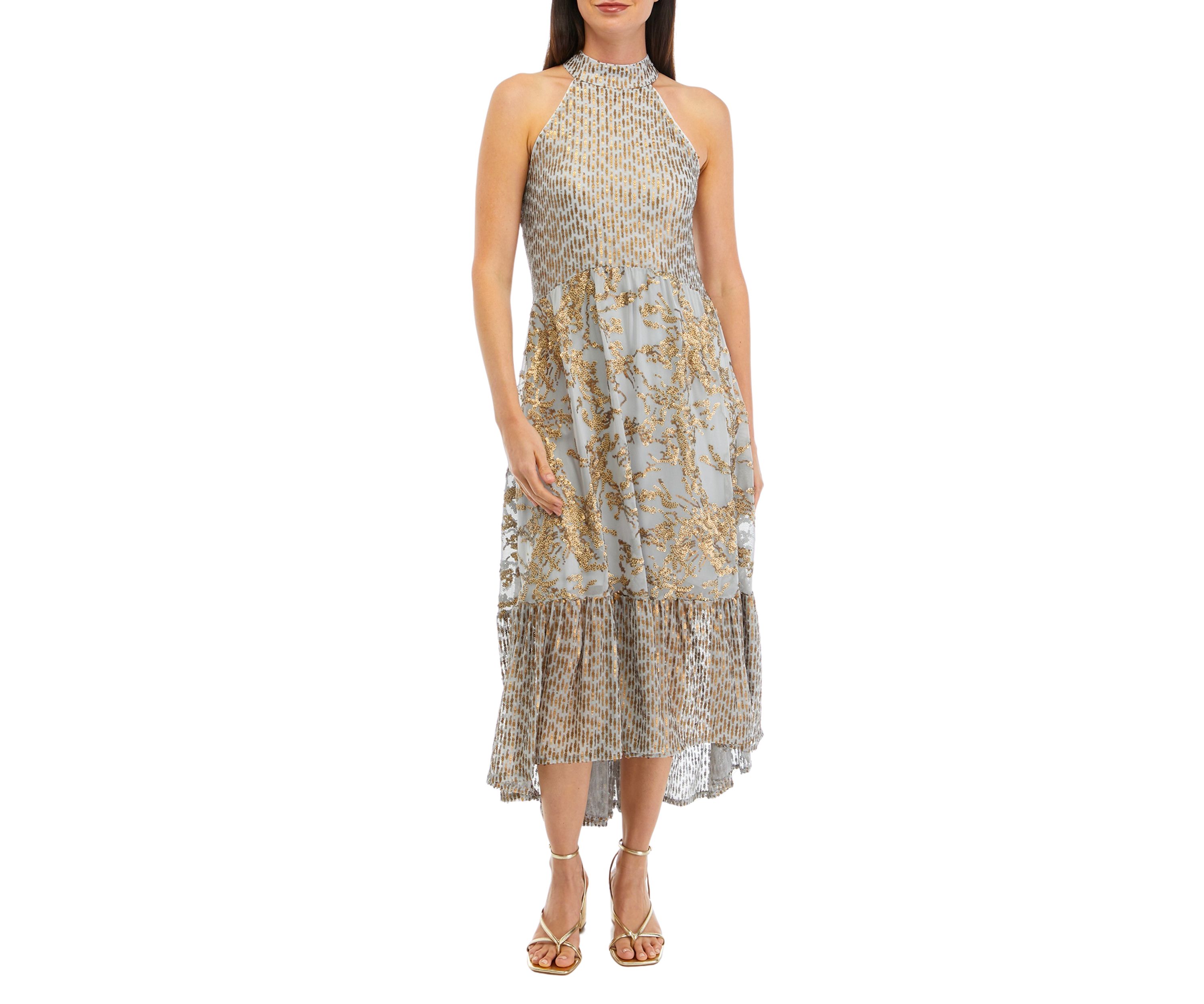 Womens Sequin Tiered Dress