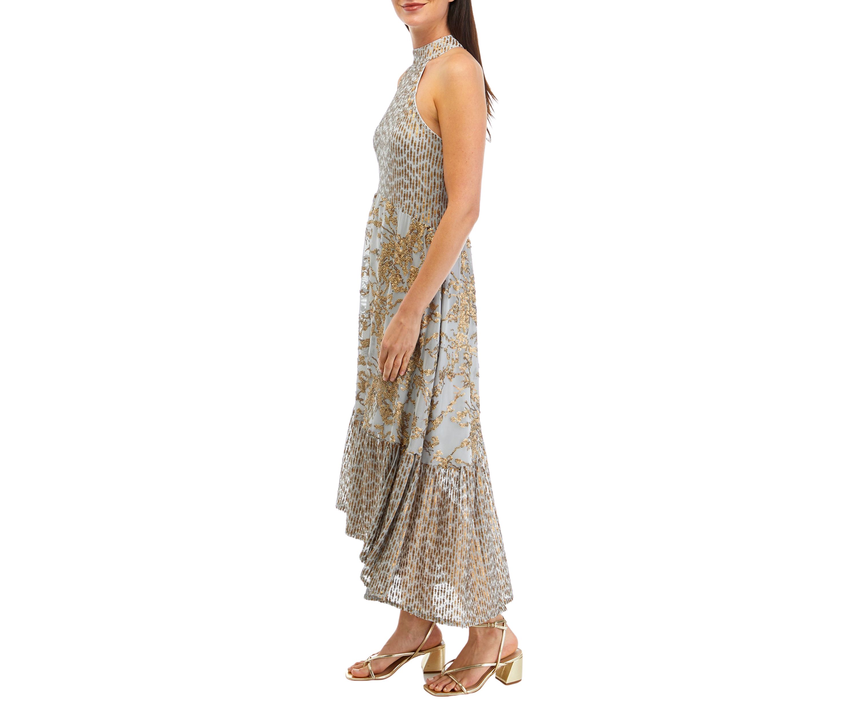 Womens Sequin Tiered Dress