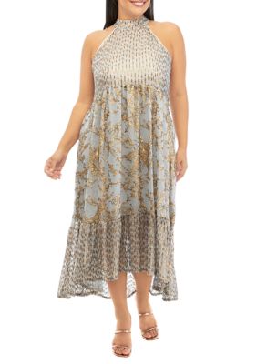 Cupio Plus Size Sleeveless Mesh Sequin Midi Dress | belk