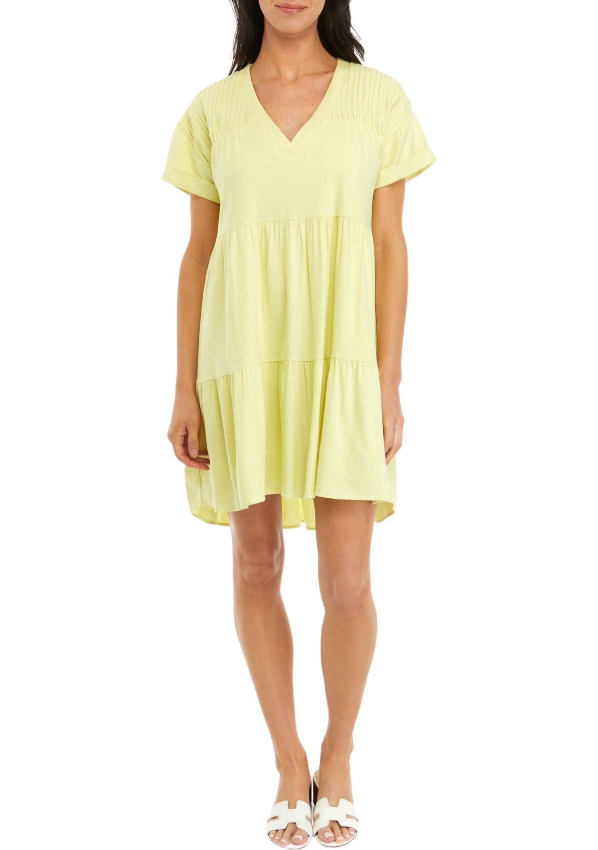 Womens Short Sleeve Tiered Dress
