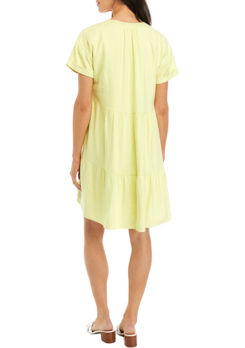 Womens Short Sleeve Tiered Dress