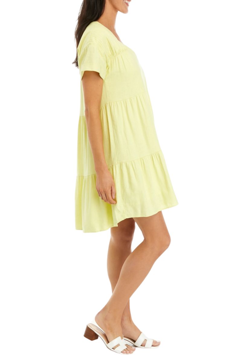Womens Short Sleeve Tiered Dress