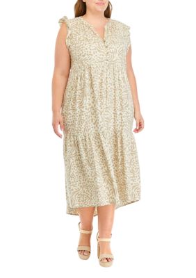 Cupio Women's Plus Size Tiered Maxi Dress, 2X