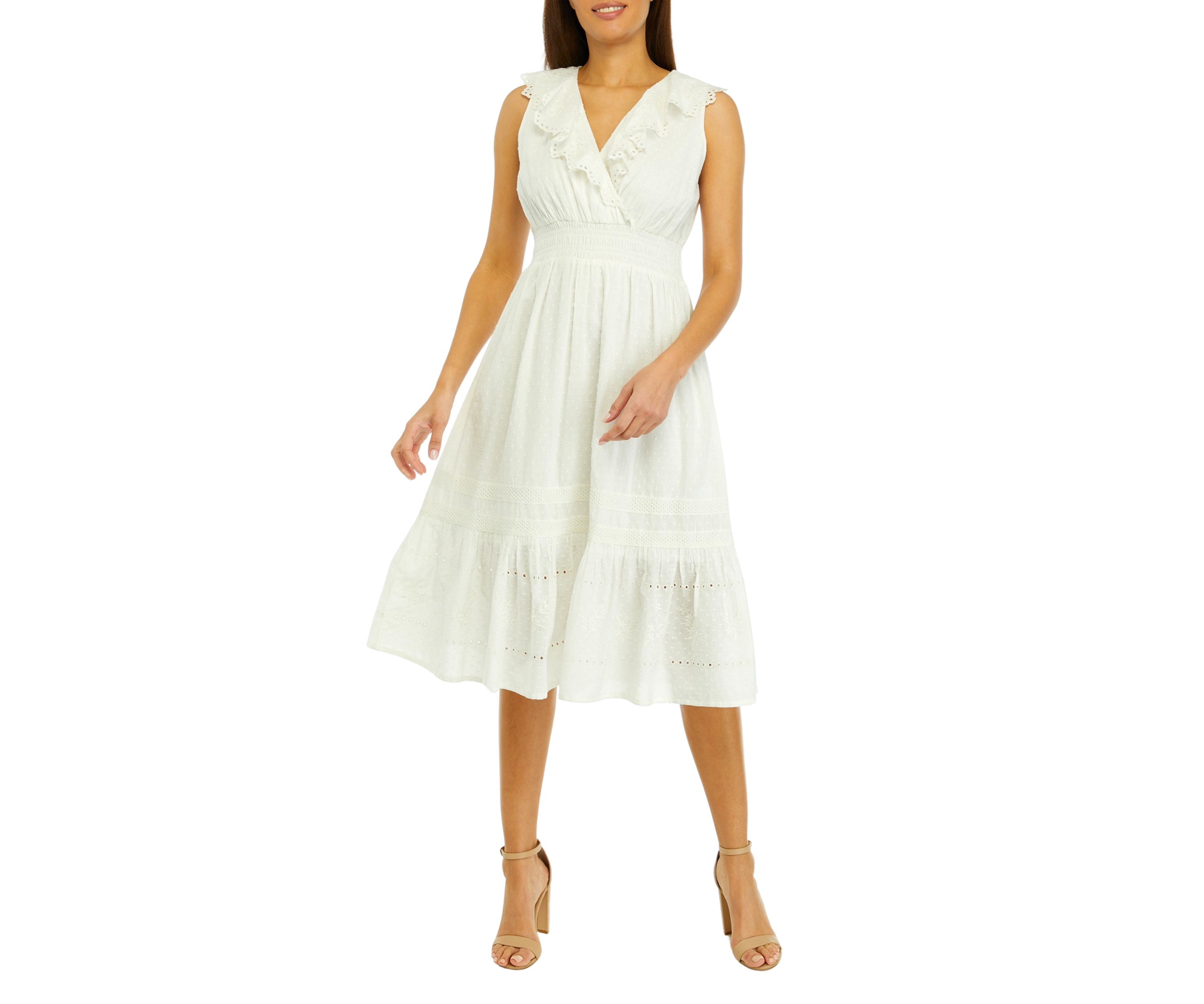 Womens Sleeveless Ruffle Midi Dress