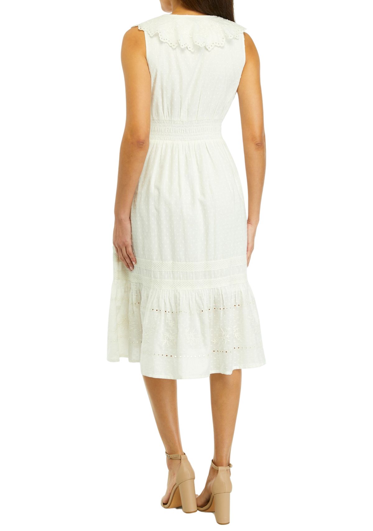 Womens Sleeveless Ruffle Midi Dress