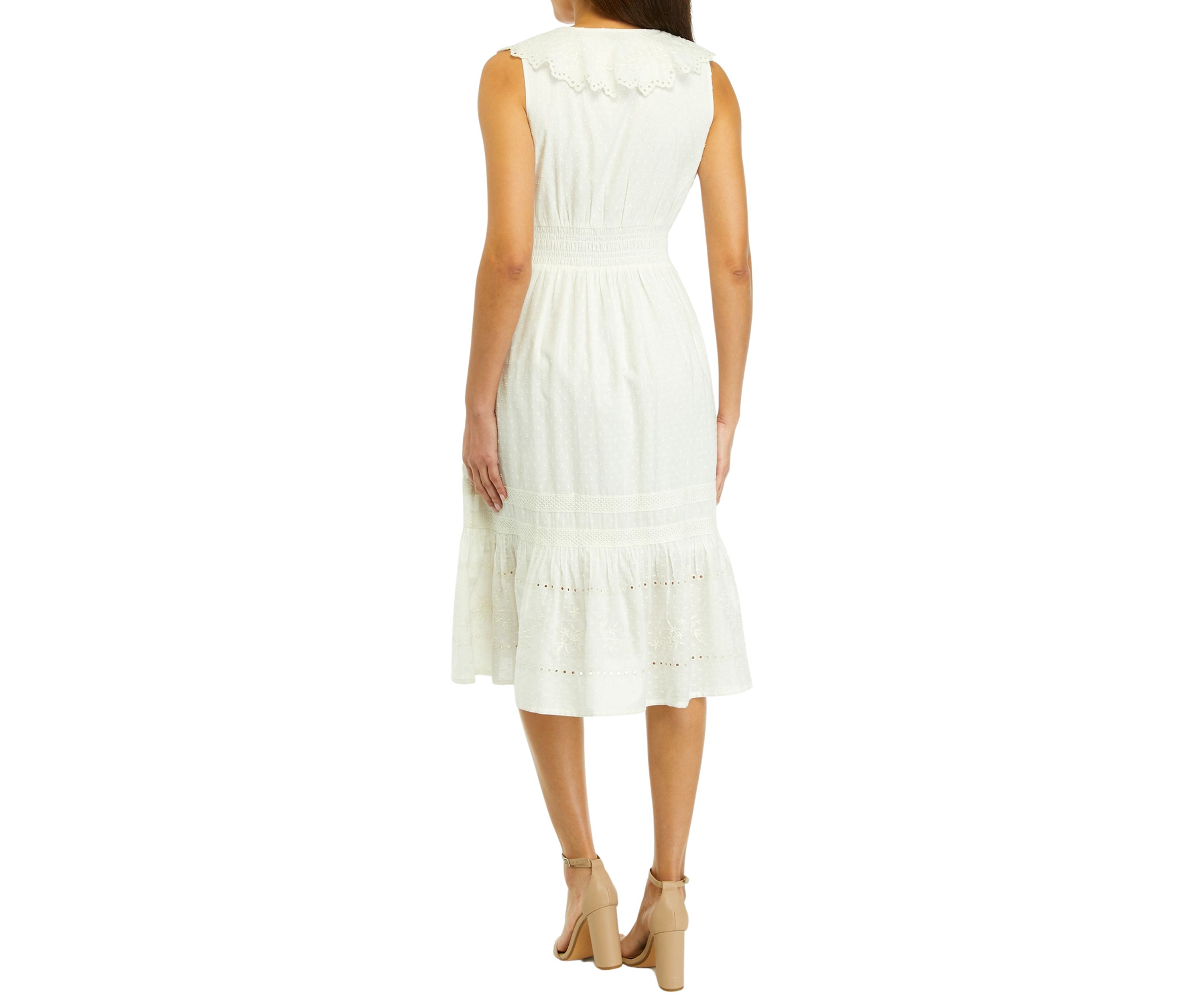Womens Sleeveless Ruffle Midi Dress