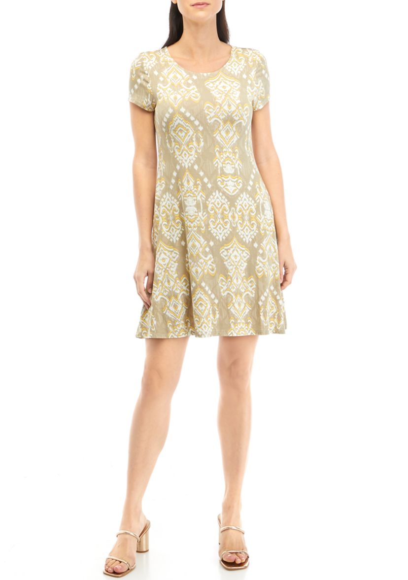 Womens Printed Knit Swing Dress