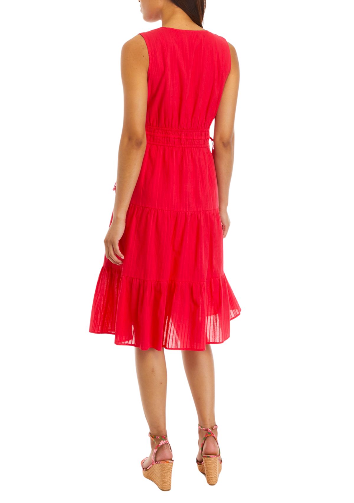 Womens Sleeveless Tiered Wrap Dress